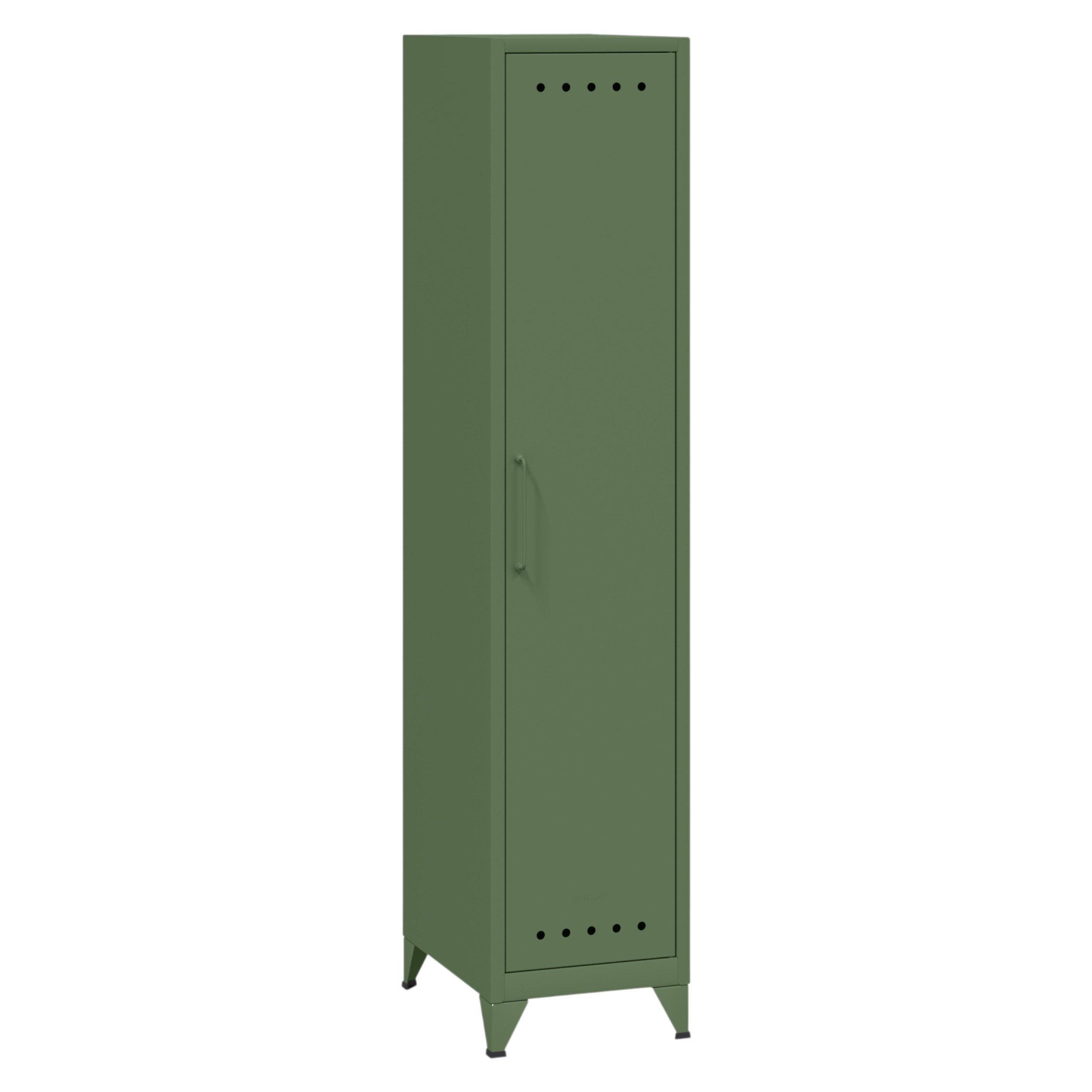 Bisley Aktenschrank Fern Locker Garderobenschrank in Olivgrün - Maße: H 180 x B 38 x T 51 cm