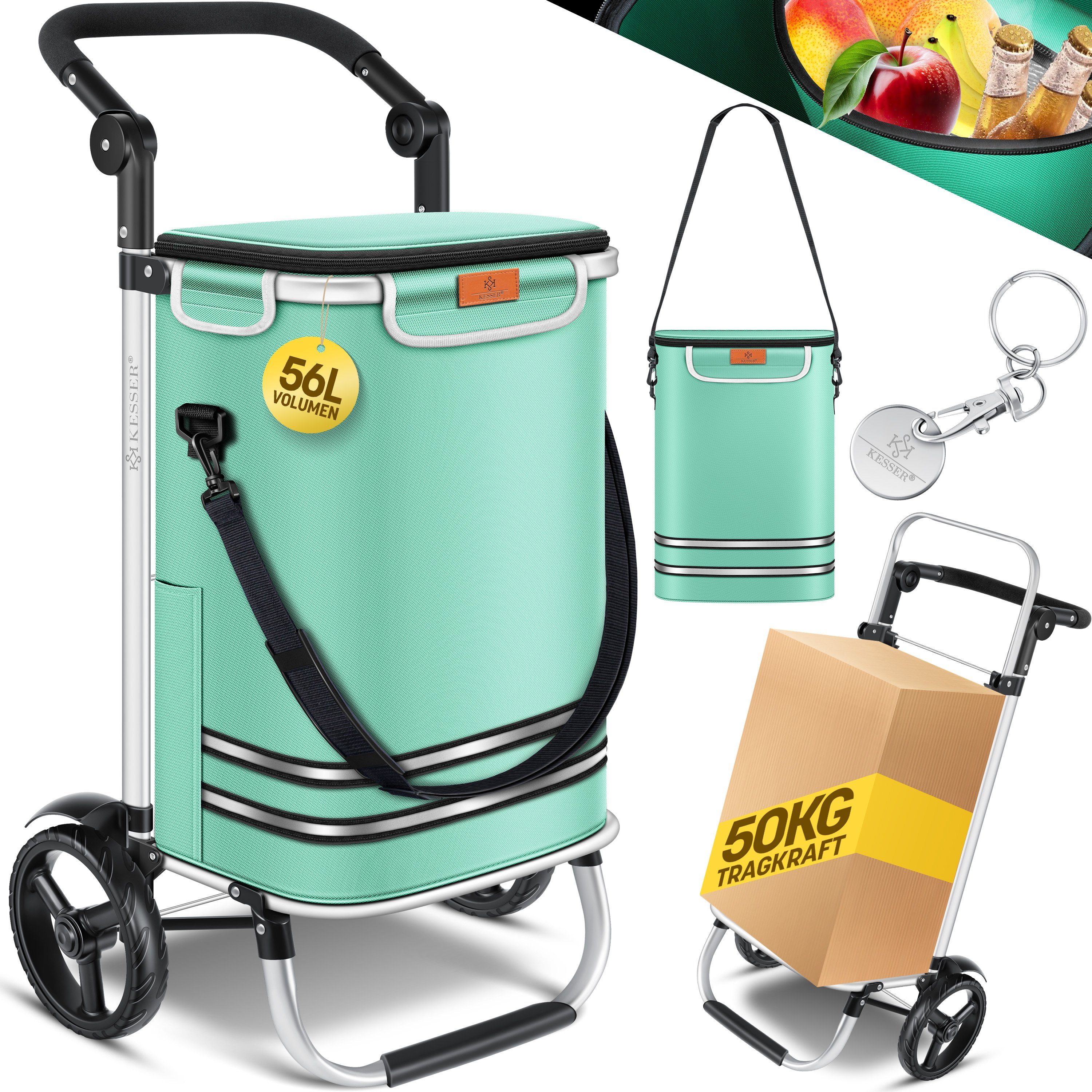 KESSER Einkaufstrolley, klappbar mit 56L Kapazität und belastbar bis 50 kg