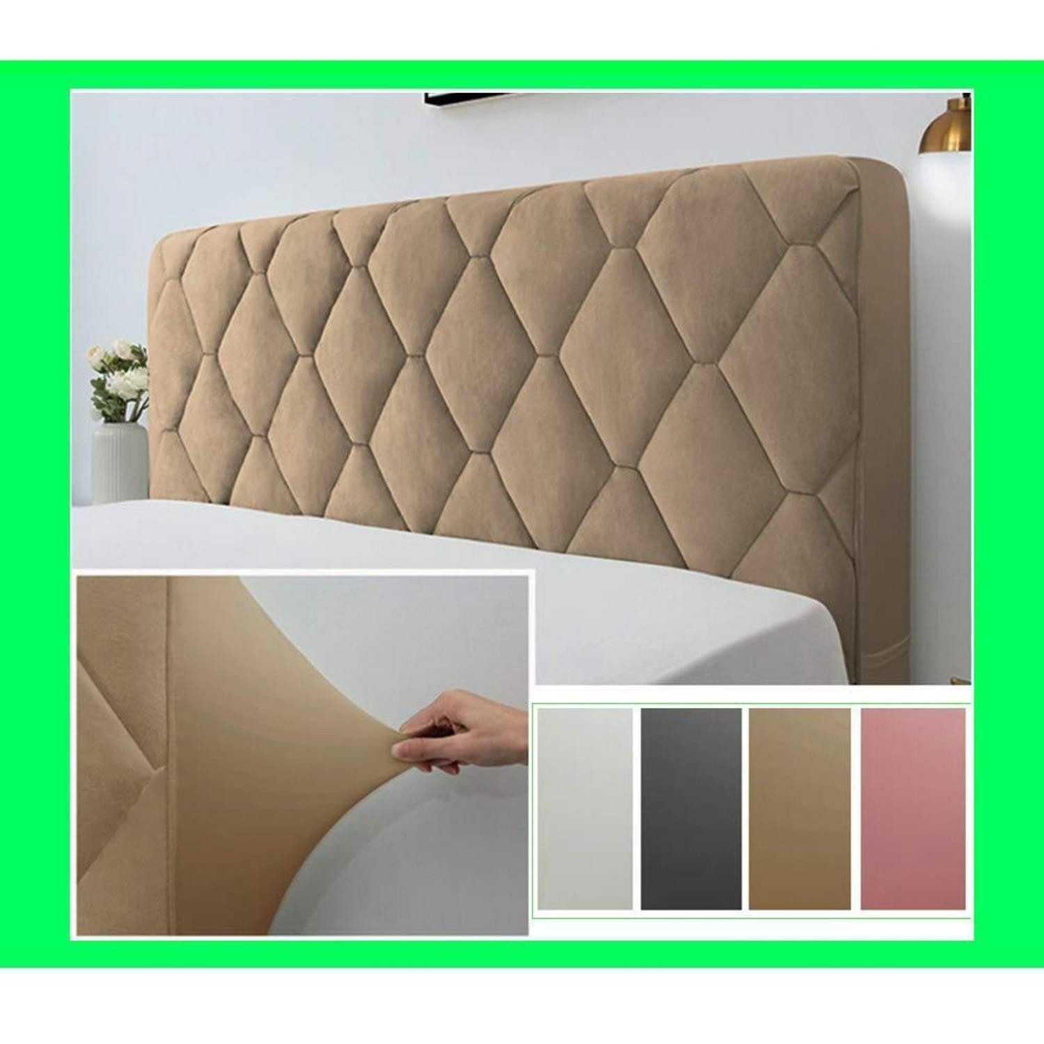LuxusKollektion Betthusse Kopfteilbezug Camel 120cm Stretch