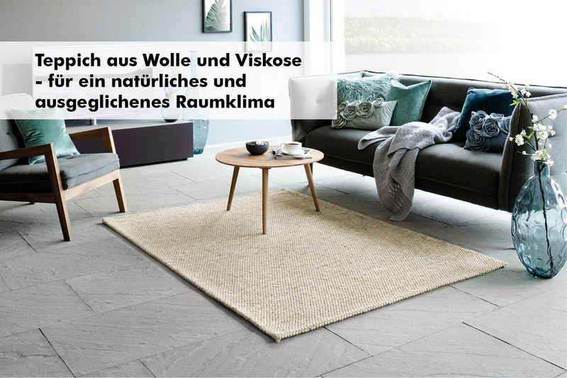 Teppich Brave, Barbara Becker, rechteckig, Höhe: 12 mm, Handweb, Material 50% Wolle, 50% Viskose, handgewebt, melierte Optik