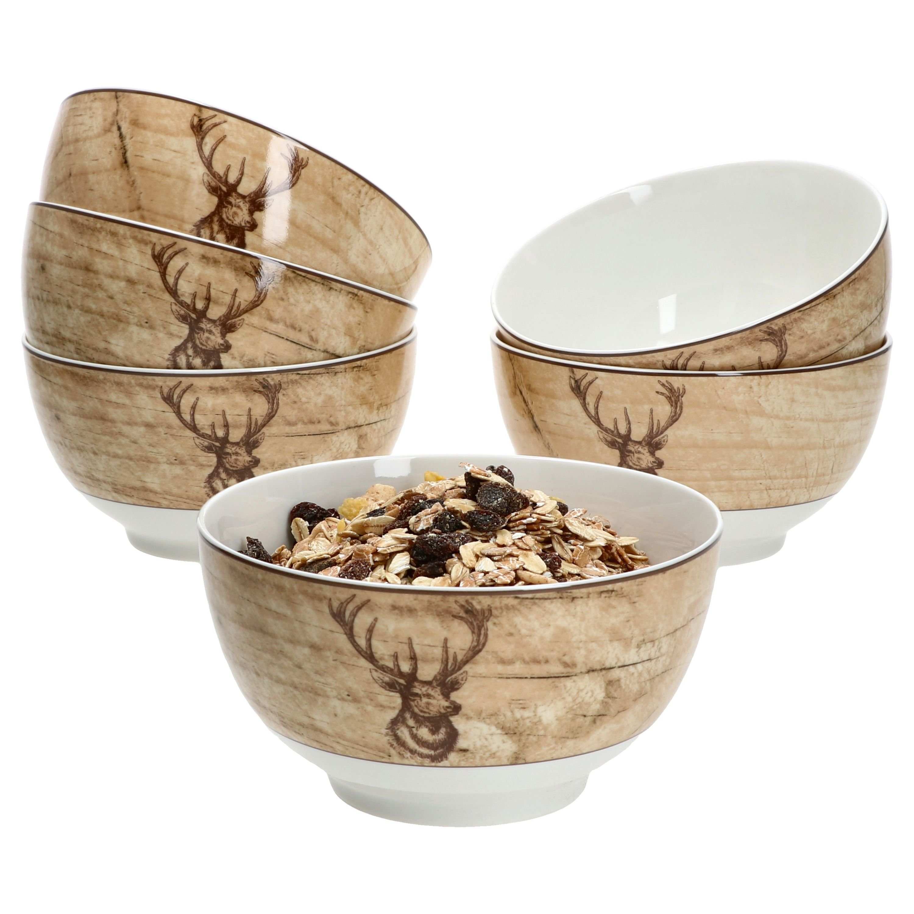 Ritzenhoff & Breker Müslischale Ritzenhoff 6x Luis braun Bowl-Schalen 650ml, Porzellan