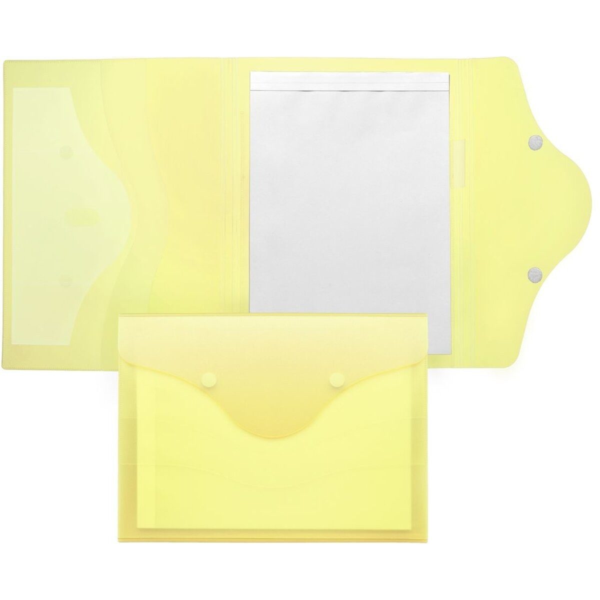 FOLDERSYS Schreibmappe Schreibmappe A4 PP mit Schreibblock Klettverschluss gelb transluzent