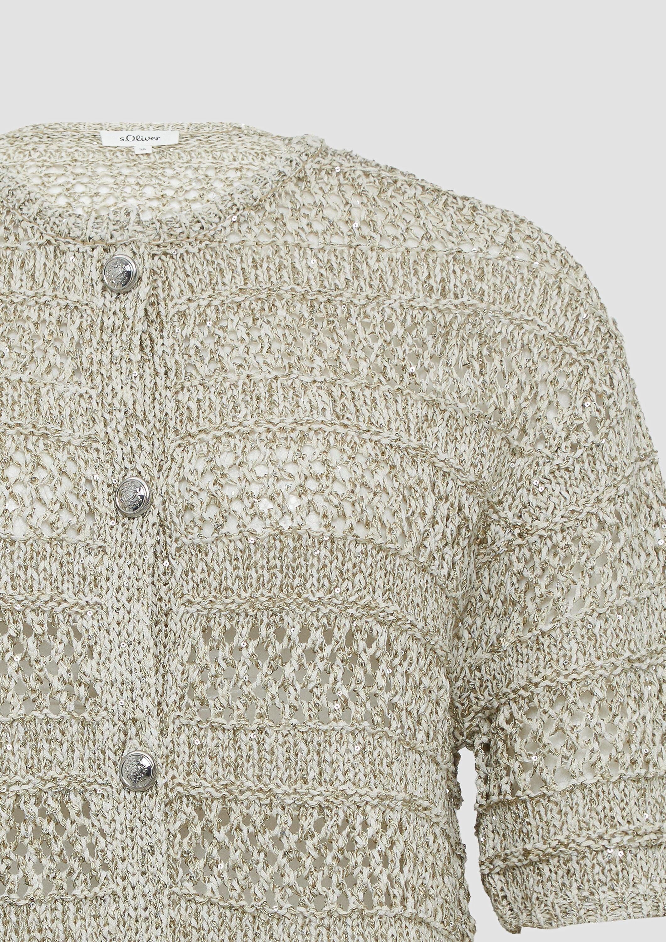 s.Oliver Cardigan Strickjacke Ajour-Strickjacke mit Glitzereffekt
