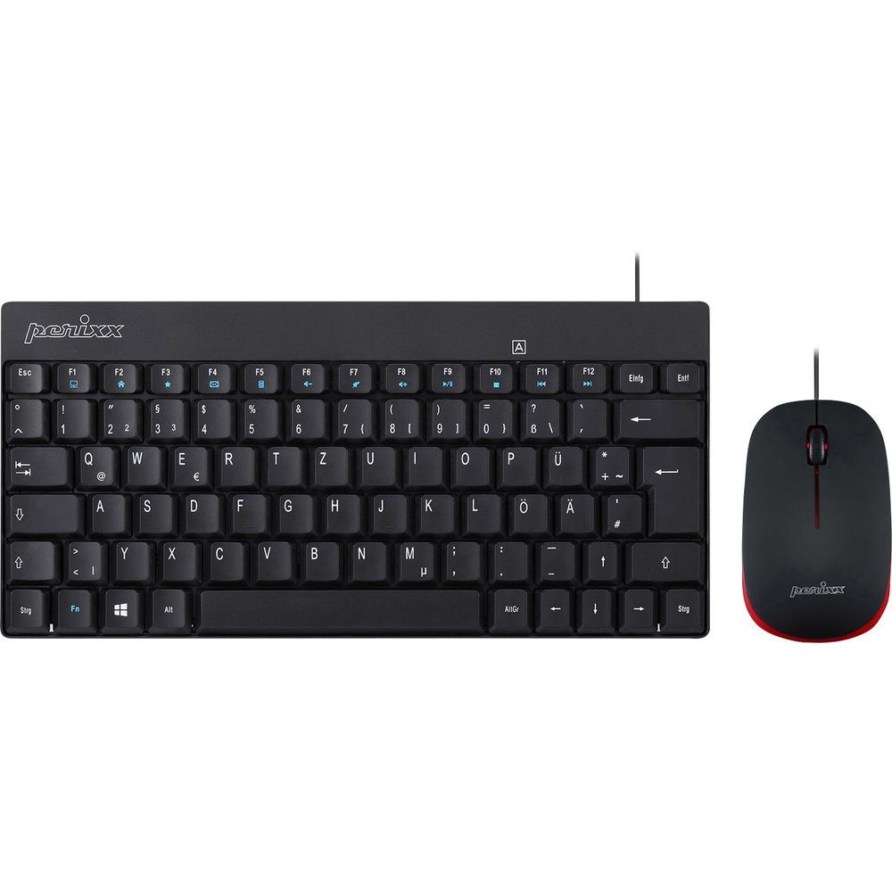 Perixx PERIDUO-212 USB Tastatur, Maus-Set Deutsch, QWERTZ Schwarz, Ro Tastatur- und Maus-Set