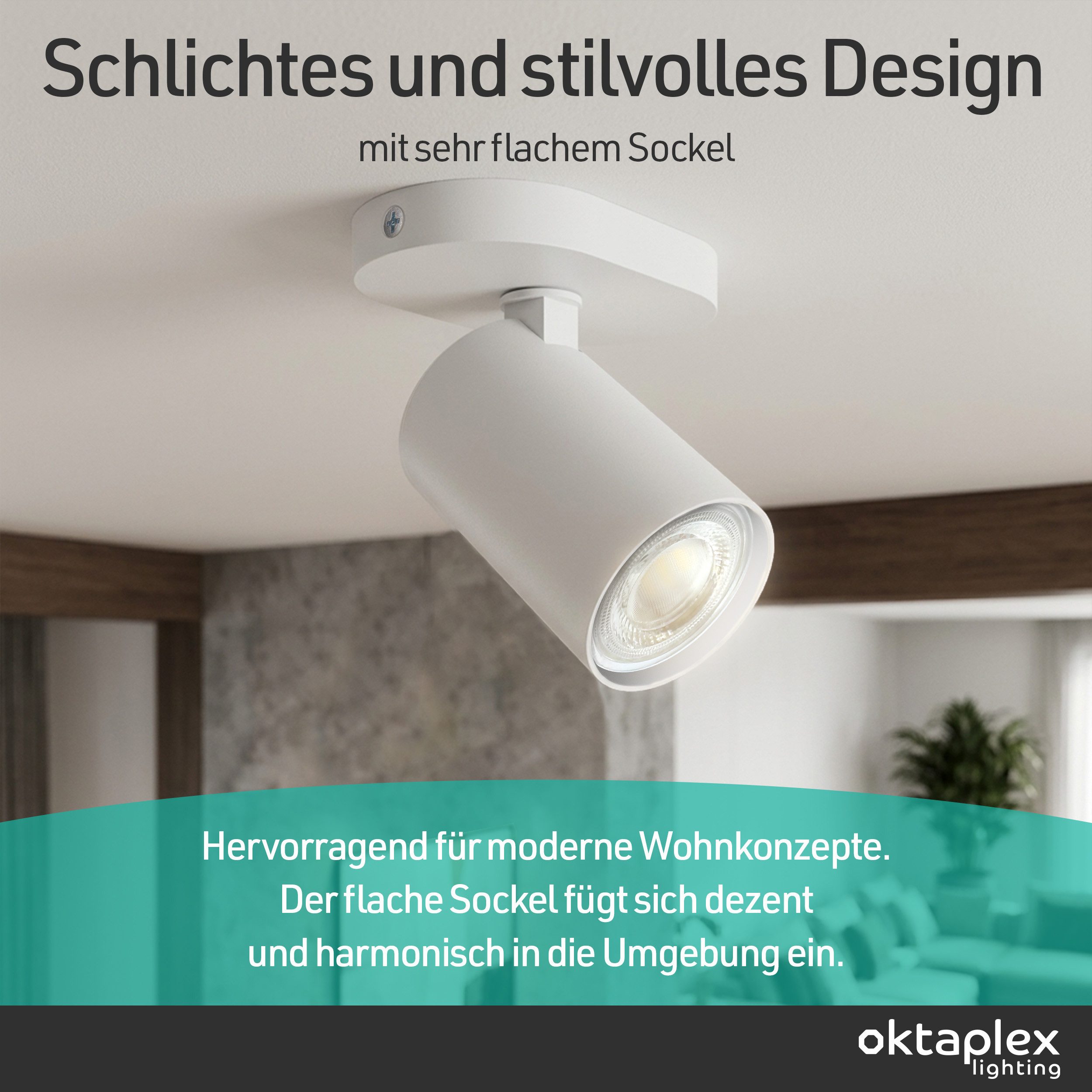 Oktaplex lighting LED Deckenstrahler GU10 schwenkbar Aluminium Spot 11 cm drehbar flach, Leuchtkopf dreh- und schwenkbar, ohne Leuchtmittel, schwenkbare Deckenlampe 230V weiß