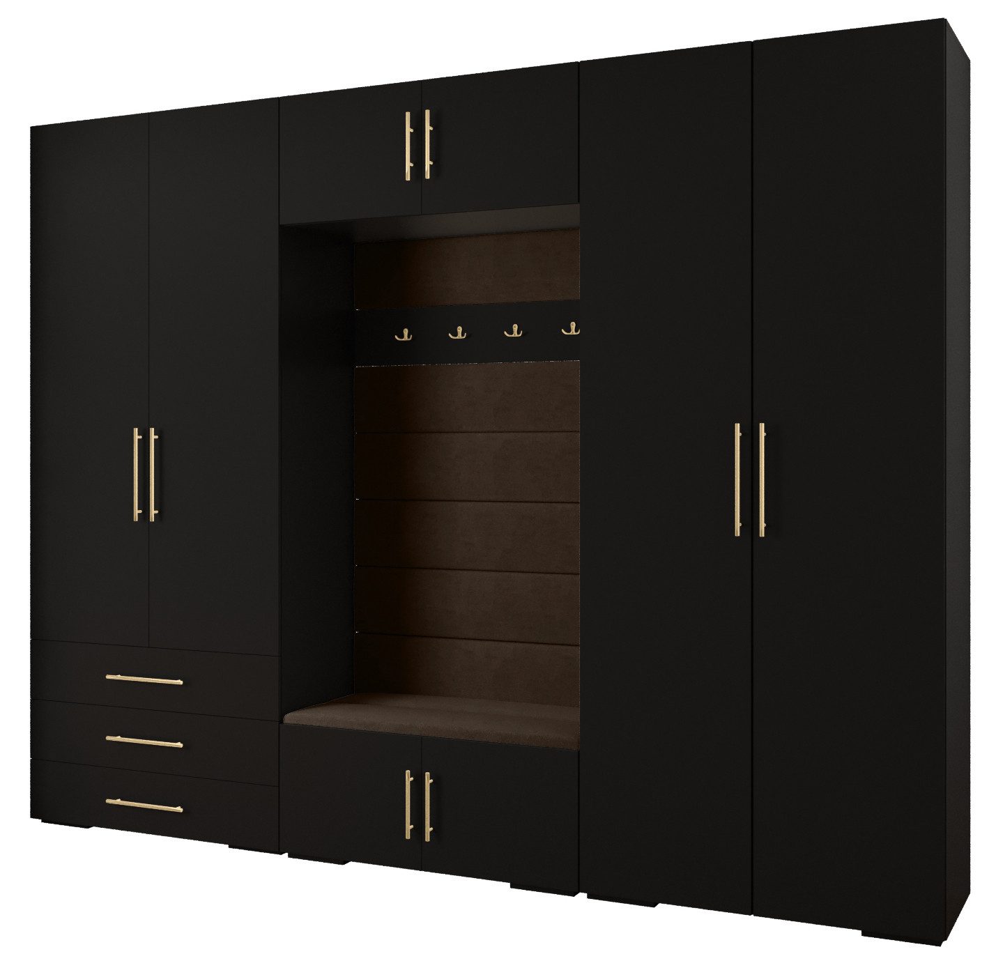 ABIKS MÖBEL Kompaktgarderobe INOVA 3 SATZ 14 Möbelset, Garderobe mit Kleiderstange und Regalen