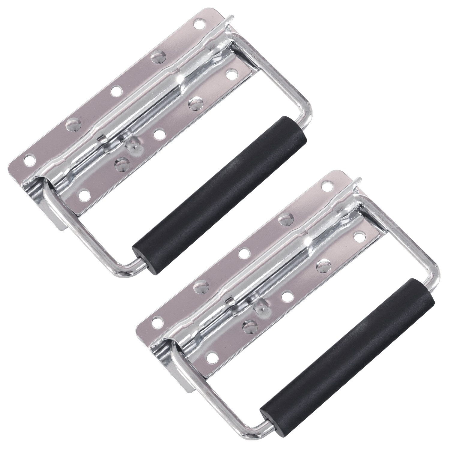 HMF Möbelgriff Klappgriff für Kisten, gefedert (2 Stück, Set), Kistengriffe 12,5 x 4 cm, Silber verzinkt