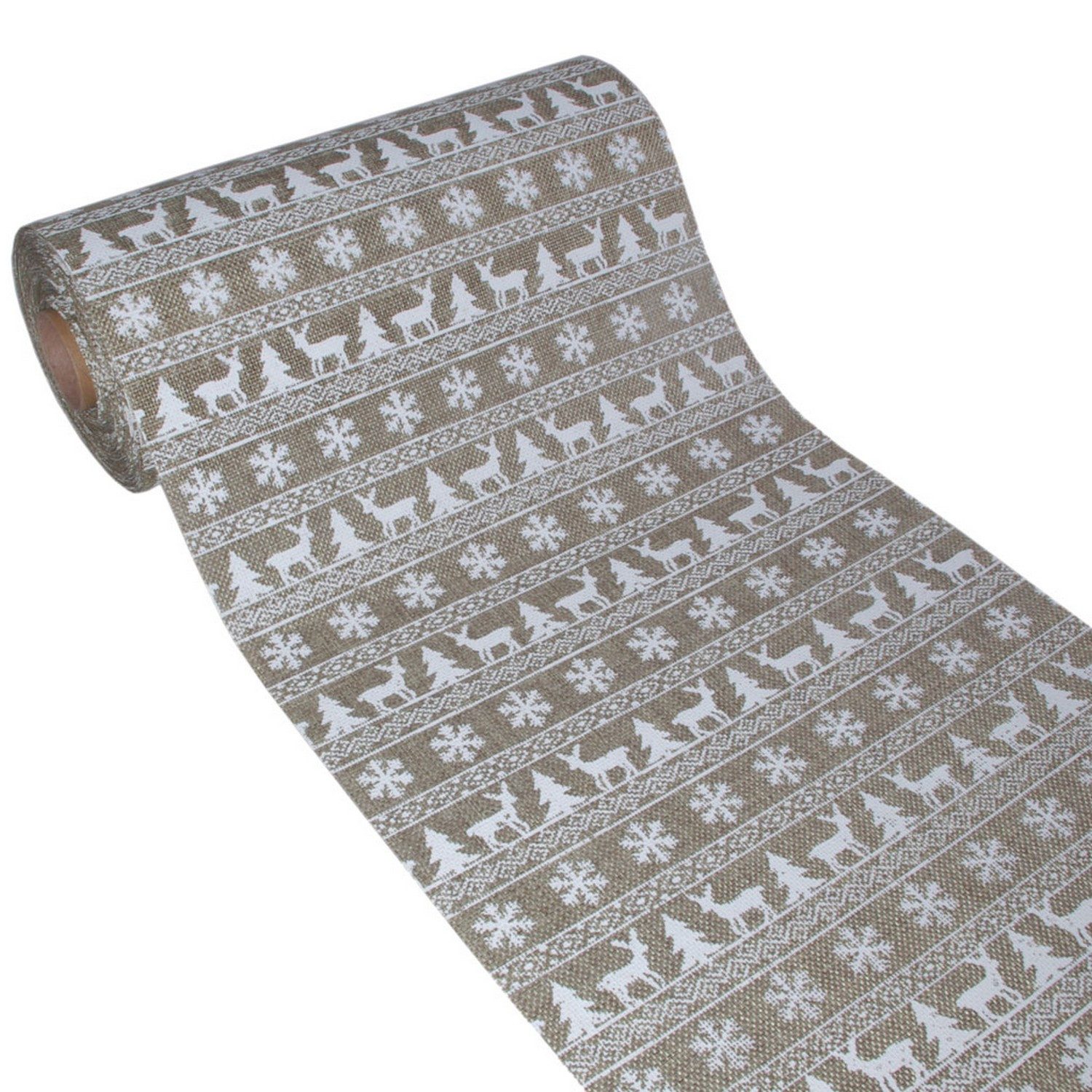 Deko AS Tischläufer Shabby-Chic Tischläufer "Winterwald" - 280mm - 15m - Natur-Weiss - 7 (1-tlg, 1 Rolle Tischläufer), Strapazierfähig