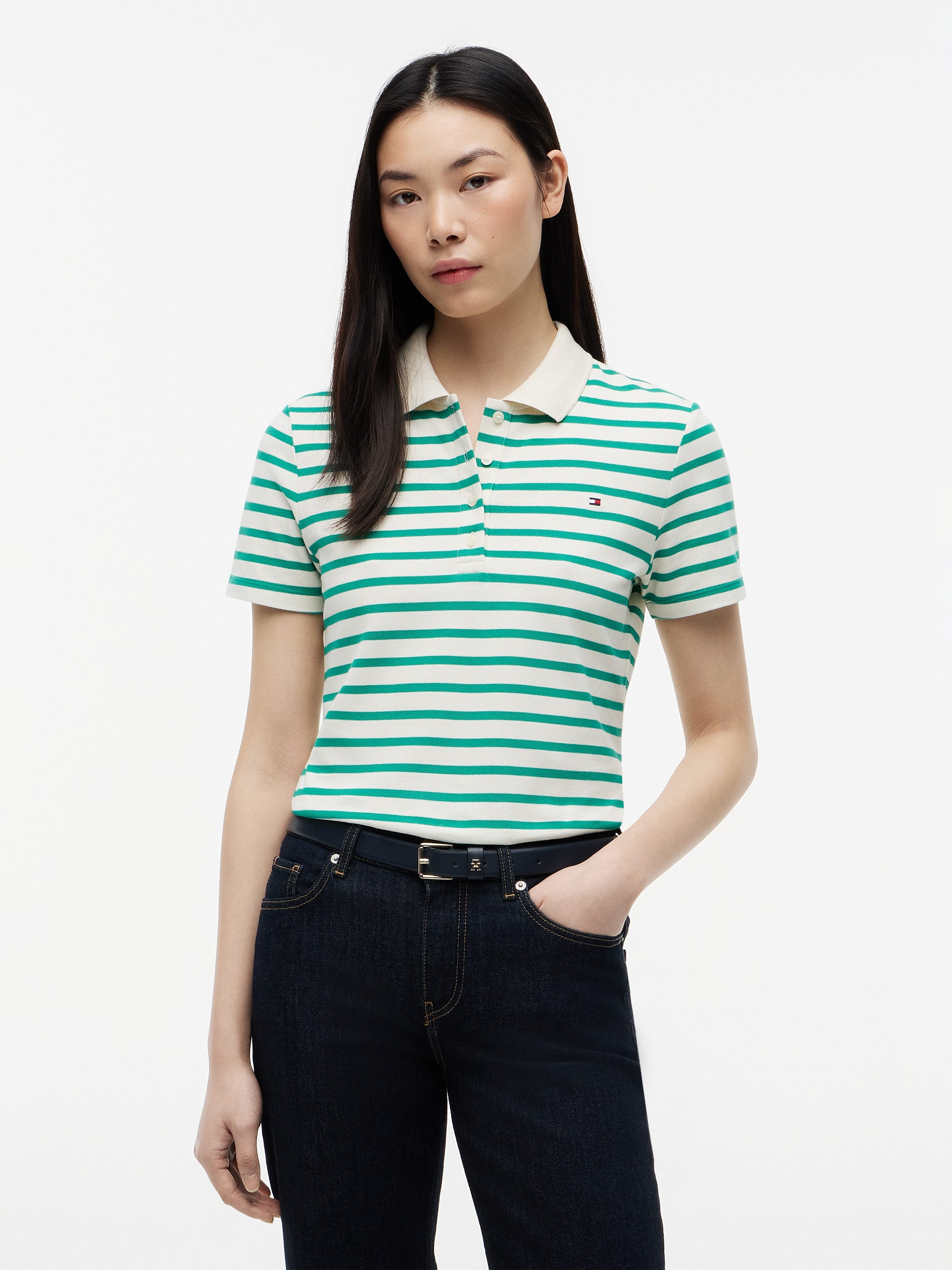 Tommy Hilfiger Poloshirt 1985 Slim Fit Pique Premium mit Logostickerei, Seitenschlitze