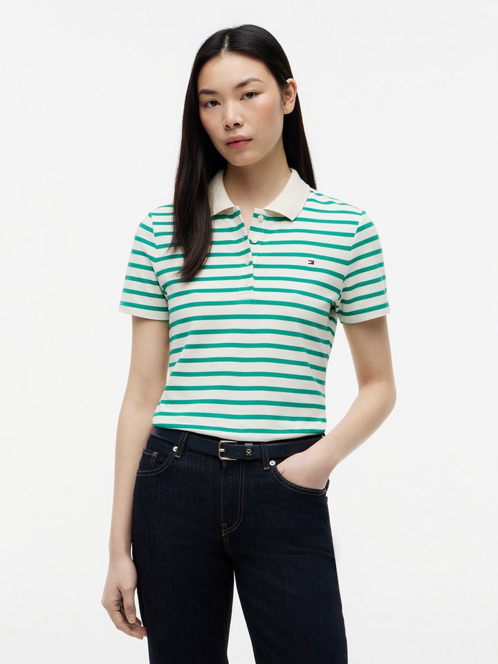 Tommy Hilfiger Poloshirt 1985 Slim Fit Pique Premium mit Logostickerei, Seitenschlitze