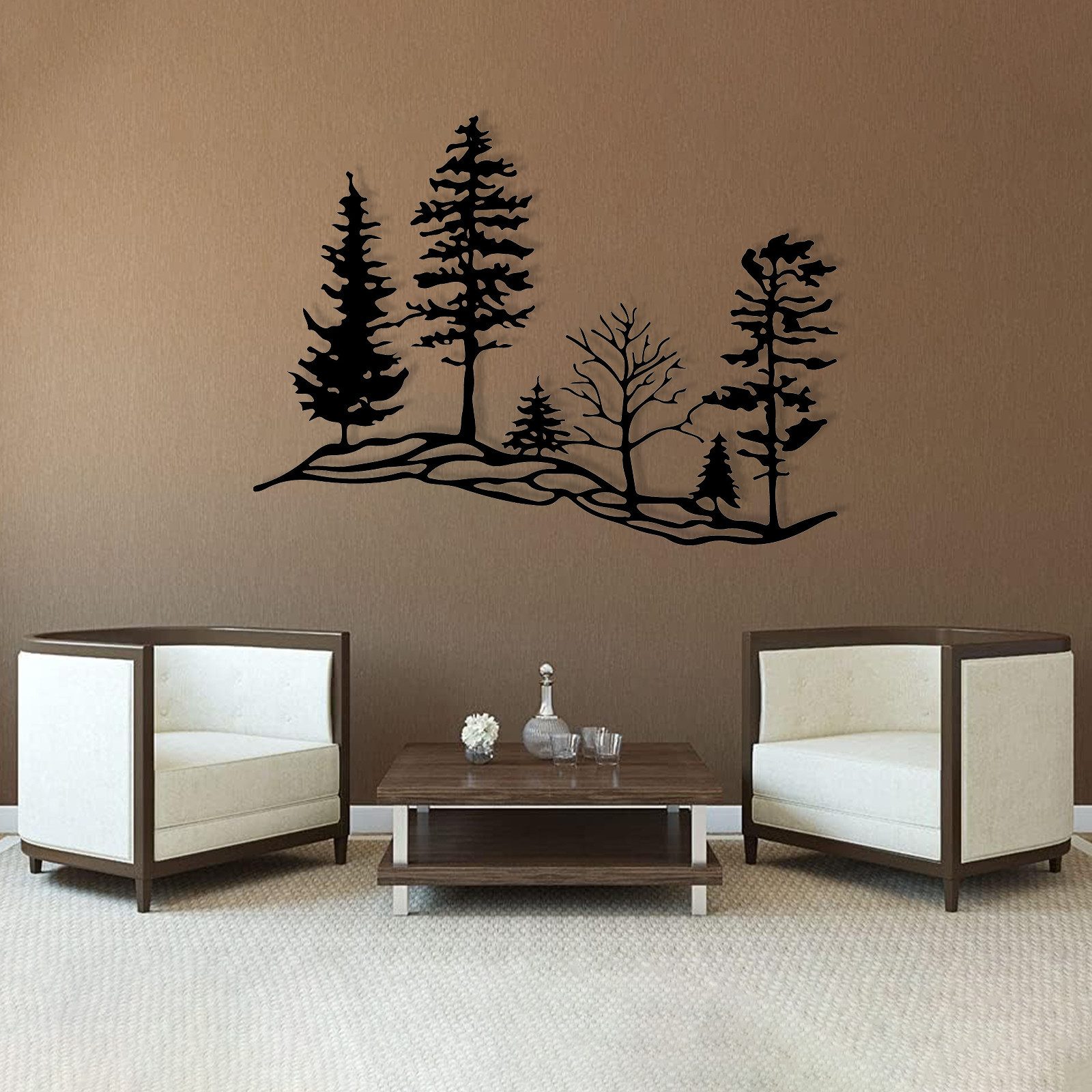Jumpeak Wanddekoobjekt Metall Wanddeko Waldbäume Design, Wandkunst Ideal als Geschenk, Waldlandschaft Ornament,Geschenk für Natur- & Einrichtungsbegeisterte