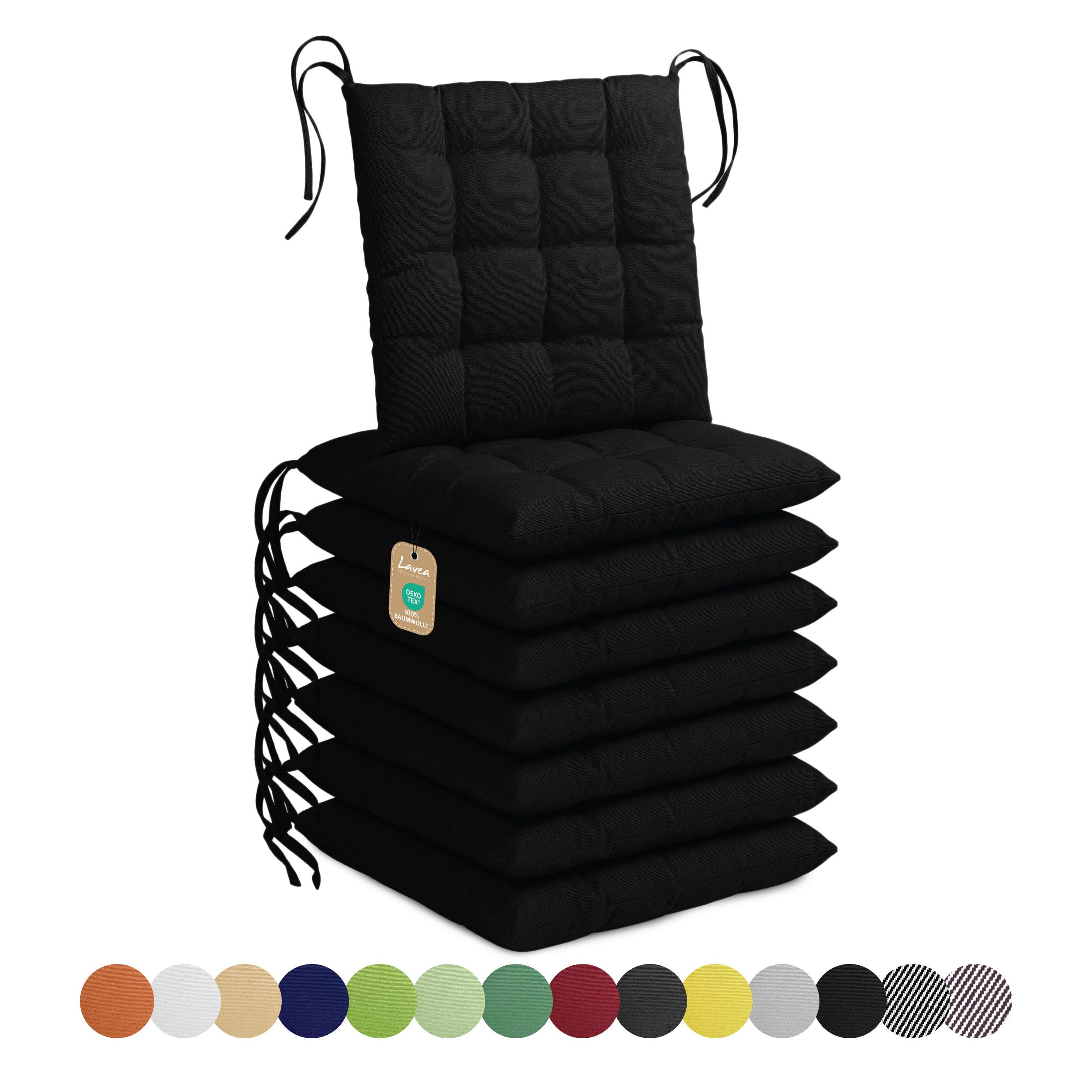 Lavea Stuhlkissen Lavea® Sitzkissen & Stuhlkissen 40x40 cm – 4er/8er Set, 40x40x3 cm, mit Stoffbändern, Indoor & Outdoor, für Garten & Balkon