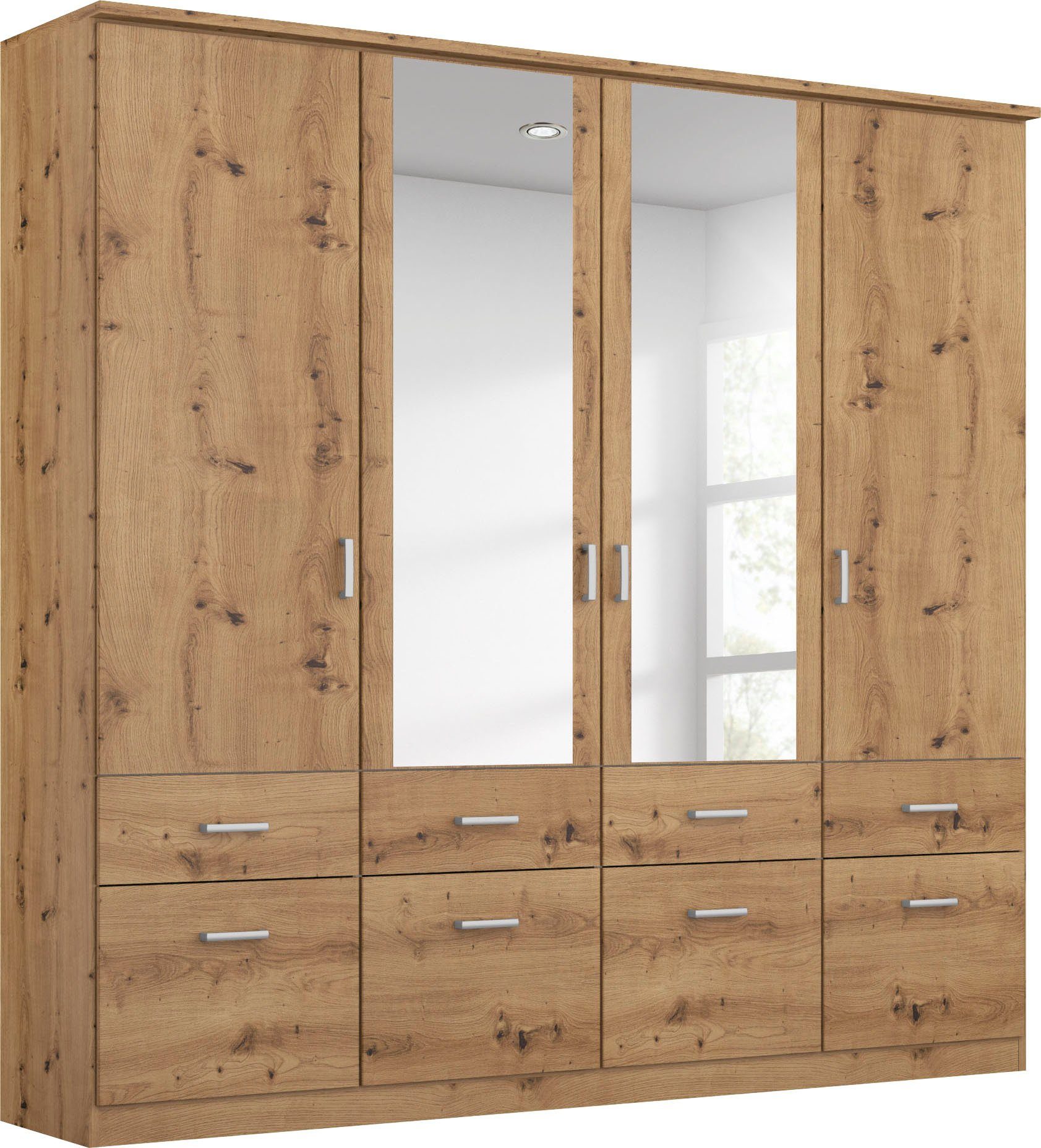 rauch Kleiderschrank Kleiderschrank Schrank Garderobe deckenhoher Schrank BREMEN (optional mit Spiegel, Breiten: 91/136/181 cm, Höhe: 199 cm) in vielen Farbvariationen, inkl. Kranzblende MADE IN GERMANY