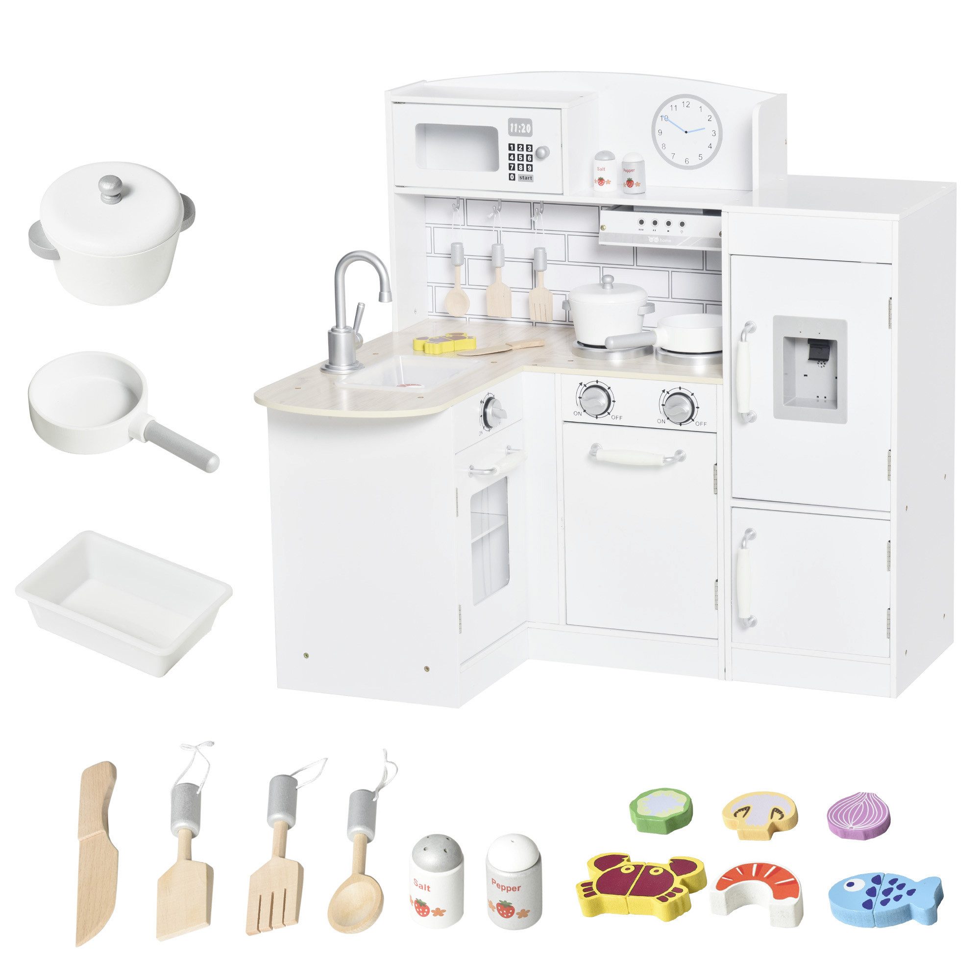 HOMCOM Spielküche mit elektronischem Wasserspender, Mikrowelle günstig online kaufen