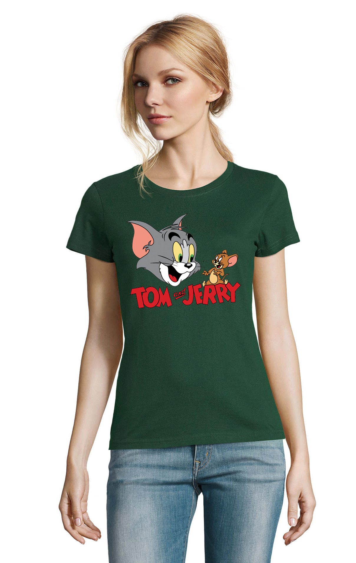 T-Shirt Damen Fun Fan Tom Jerry Katze Maús Cartoon Comic