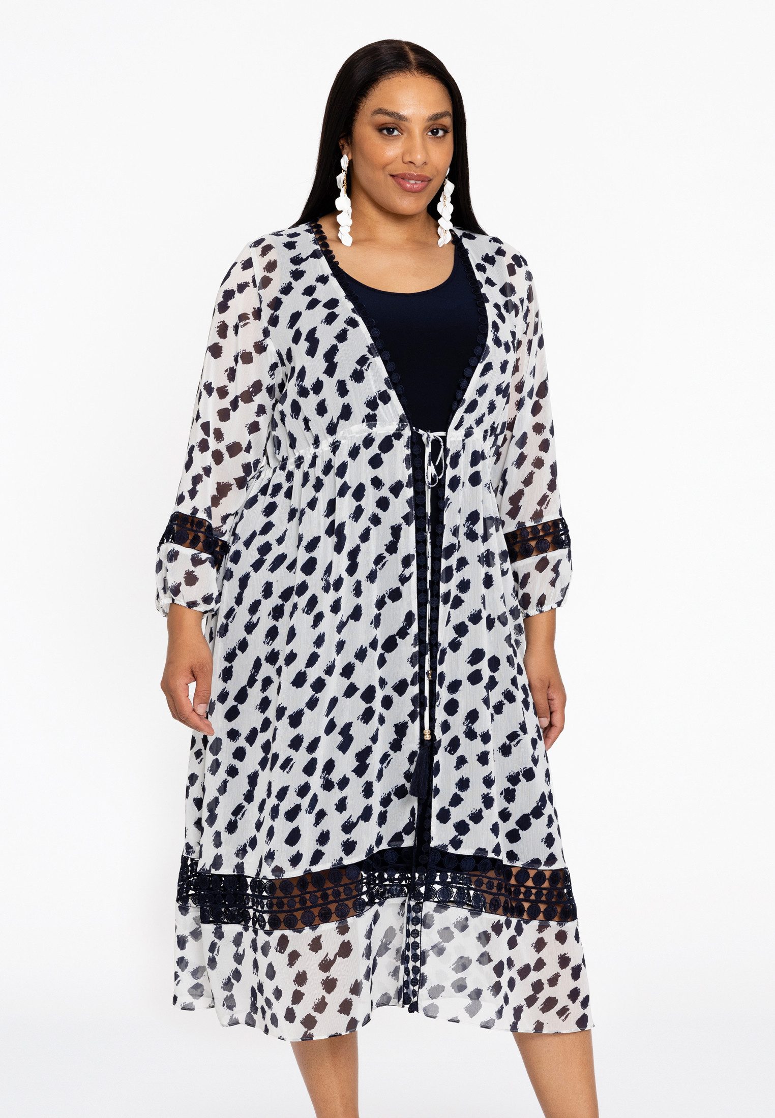 YOEK Cardigan Damen Strickjacke mit Punktdruck