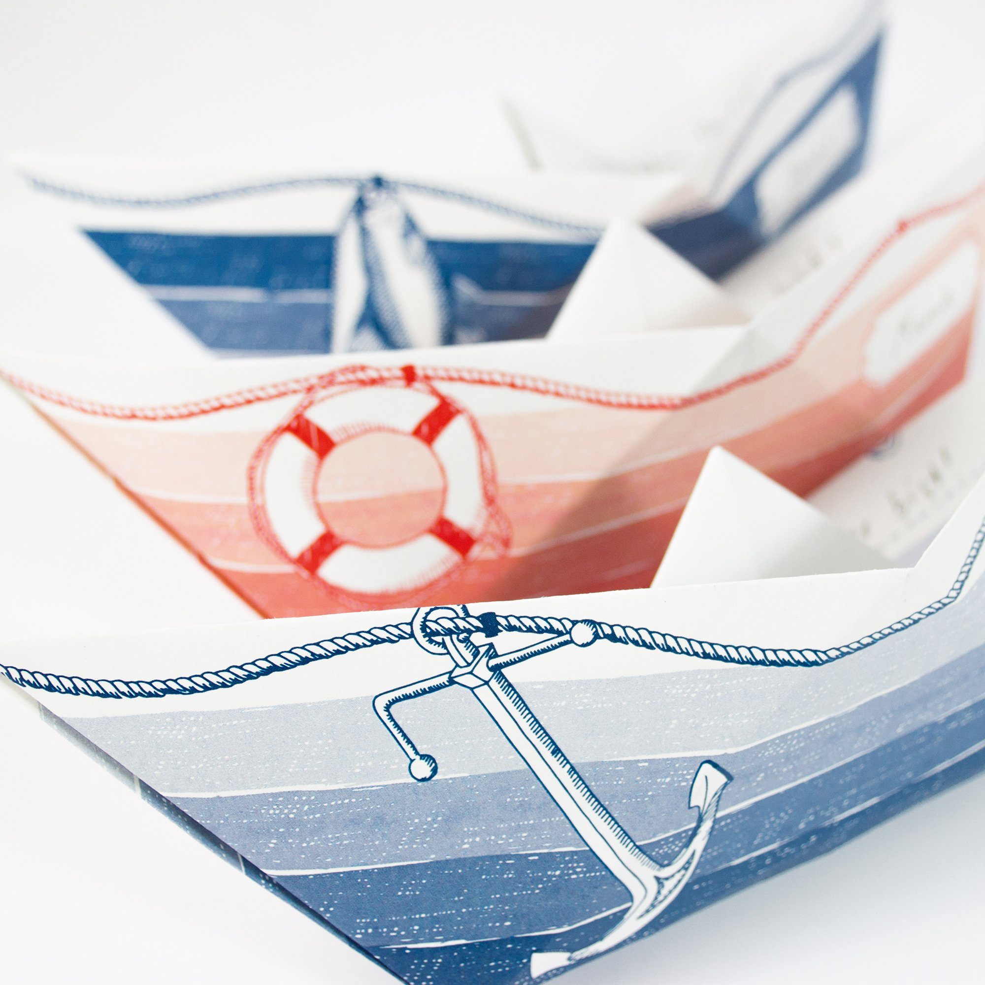 Bow & Hummingbird Grußkarte Grußboote 3er Set, 100 % Recyclingpapier