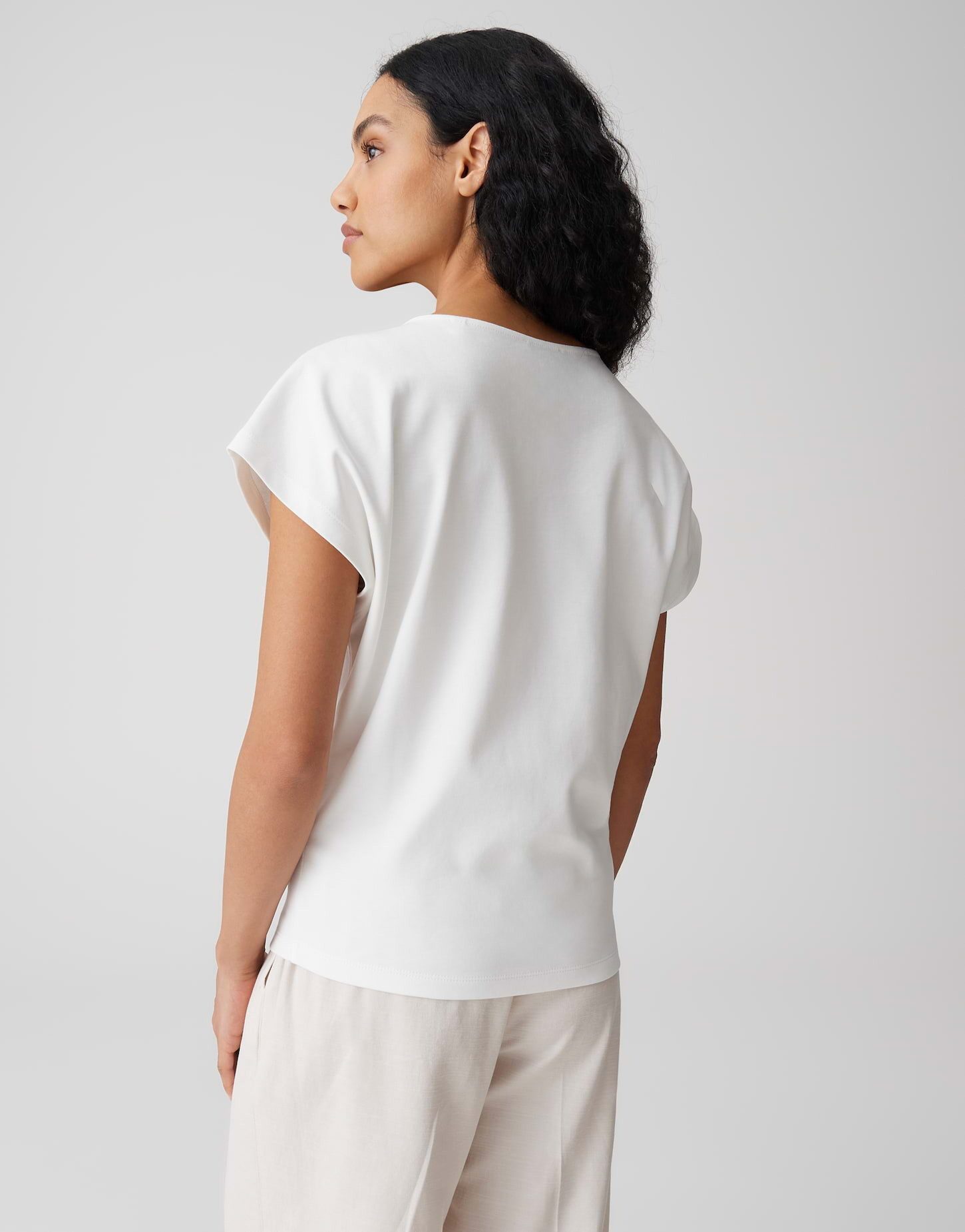 OPUS Kurzarmshirt Suschel aus Jersey mit lockerer Passform weich fließender Fall, glatter Griff, Casual