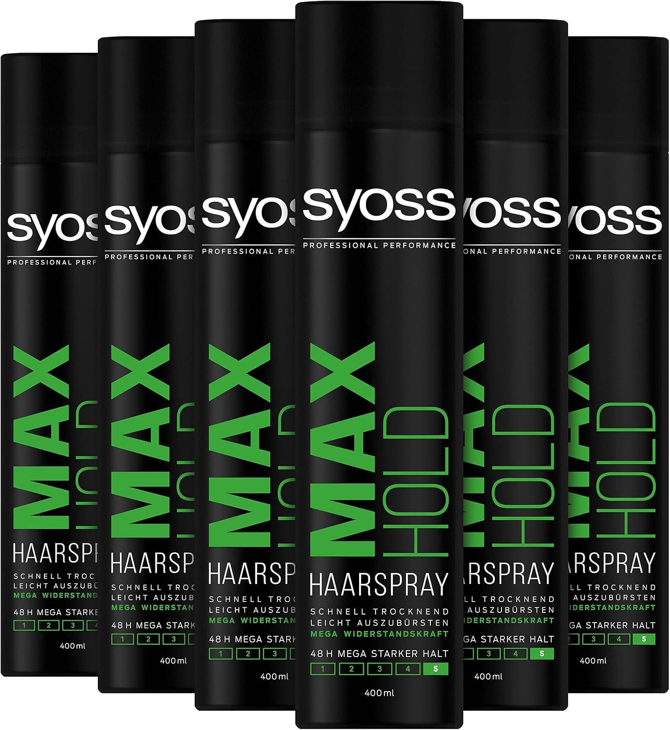 Syoss Haarspray 1x Syoss Haarspray Max Hold 6er Pack (6x 400ml) Halt 5, 6-tlg., maximaler Halt & UV Schutz