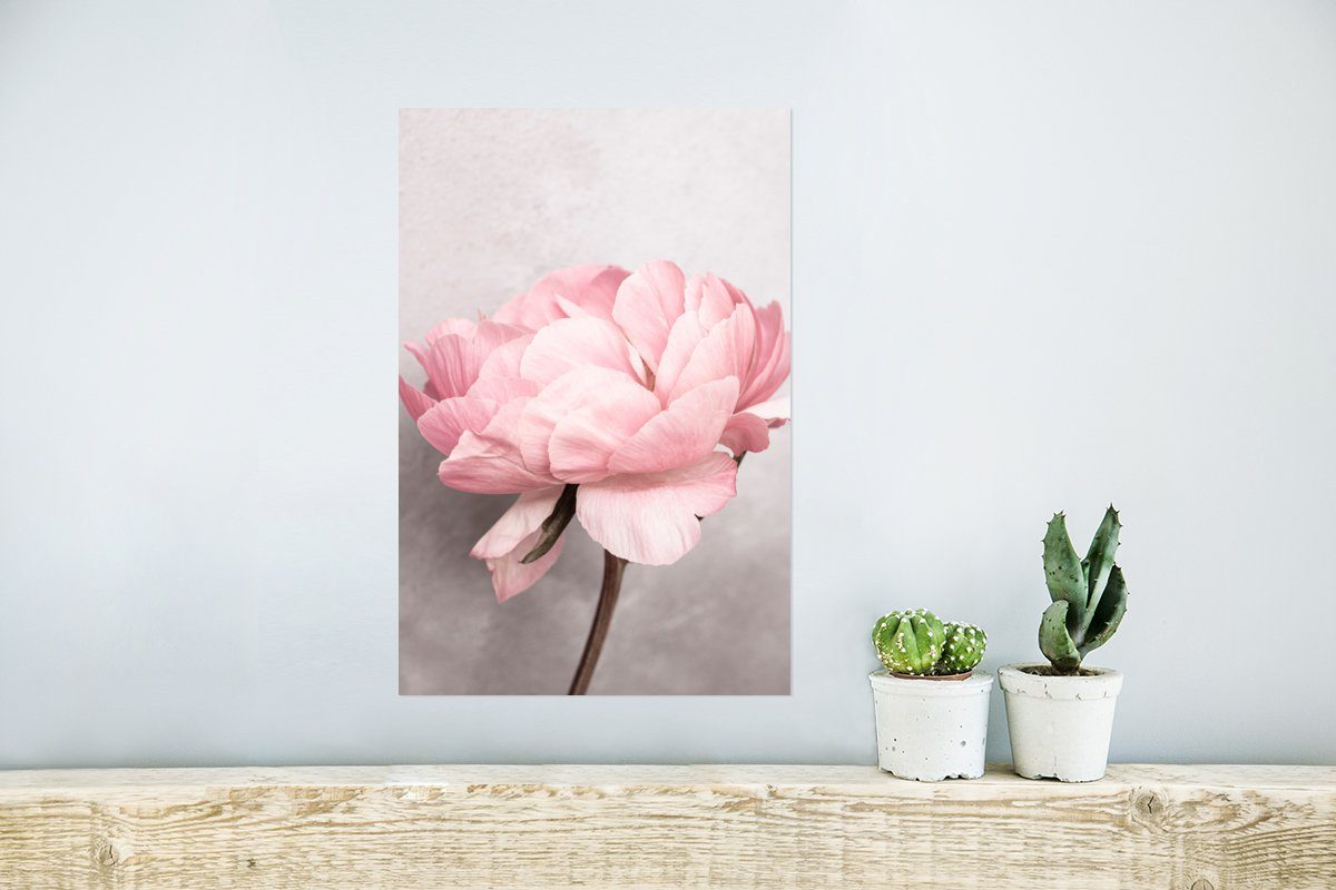 für - Pflanze, Wohnzimmer, St), Rahmen - MuchoWow Wandbild, Poster, Wandposter (1 Rosa - Poster Natur Ohne Blumen