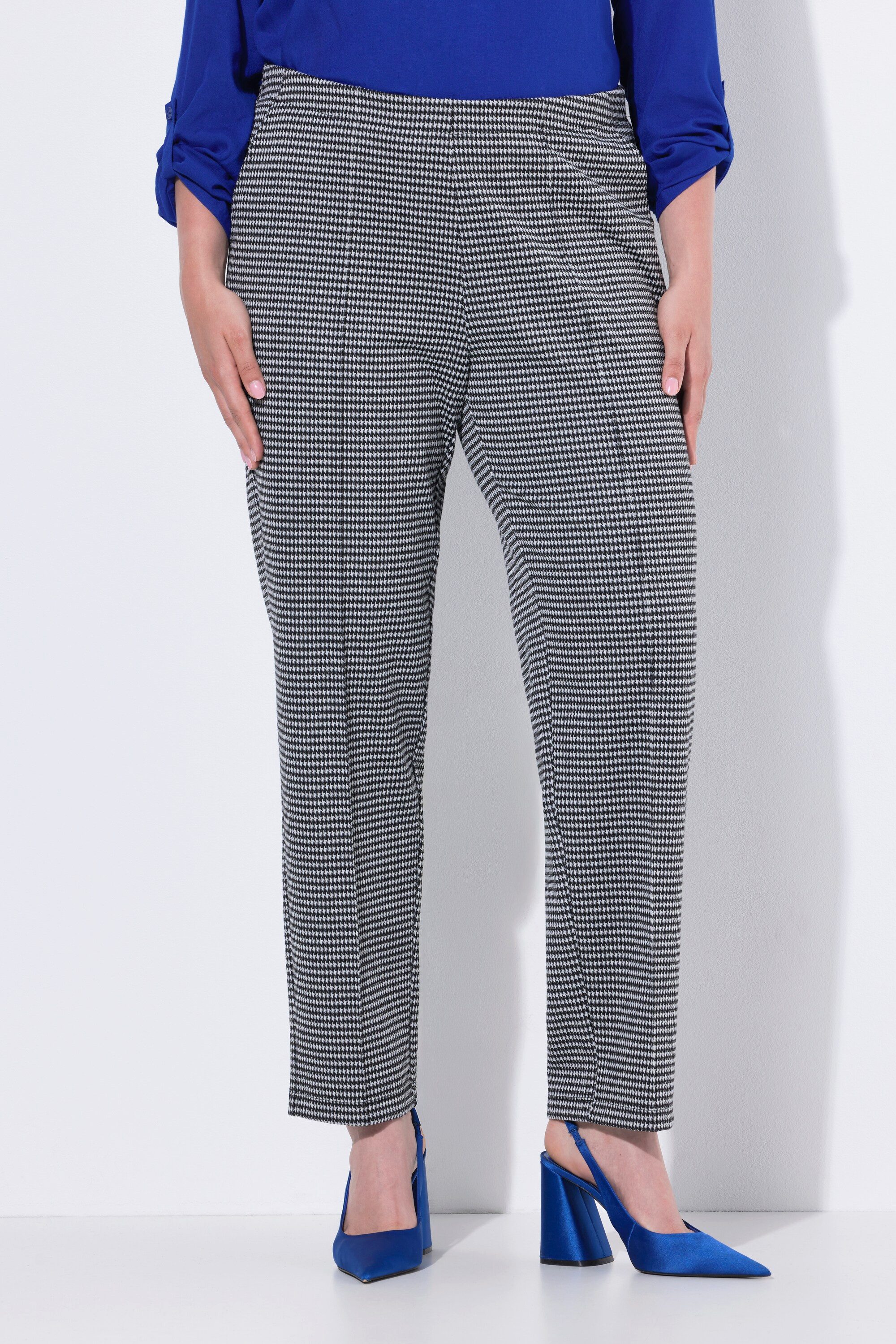 Ulla Popken Schlupfhose Jacquard-Hose Hahnentritt Biesen günstig online kaufen