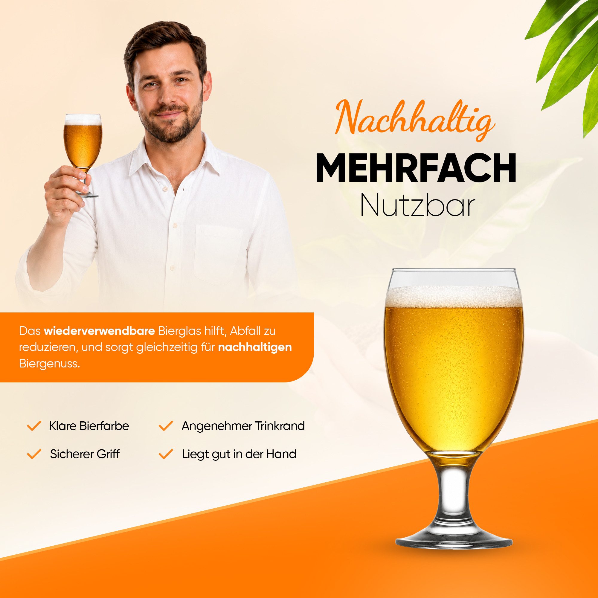 LAV Gläser-Set Empire Bierglas, 6-tlg., Glas, 6er Set, 590ml, ideal für Bier, Limonade und Softdrinks