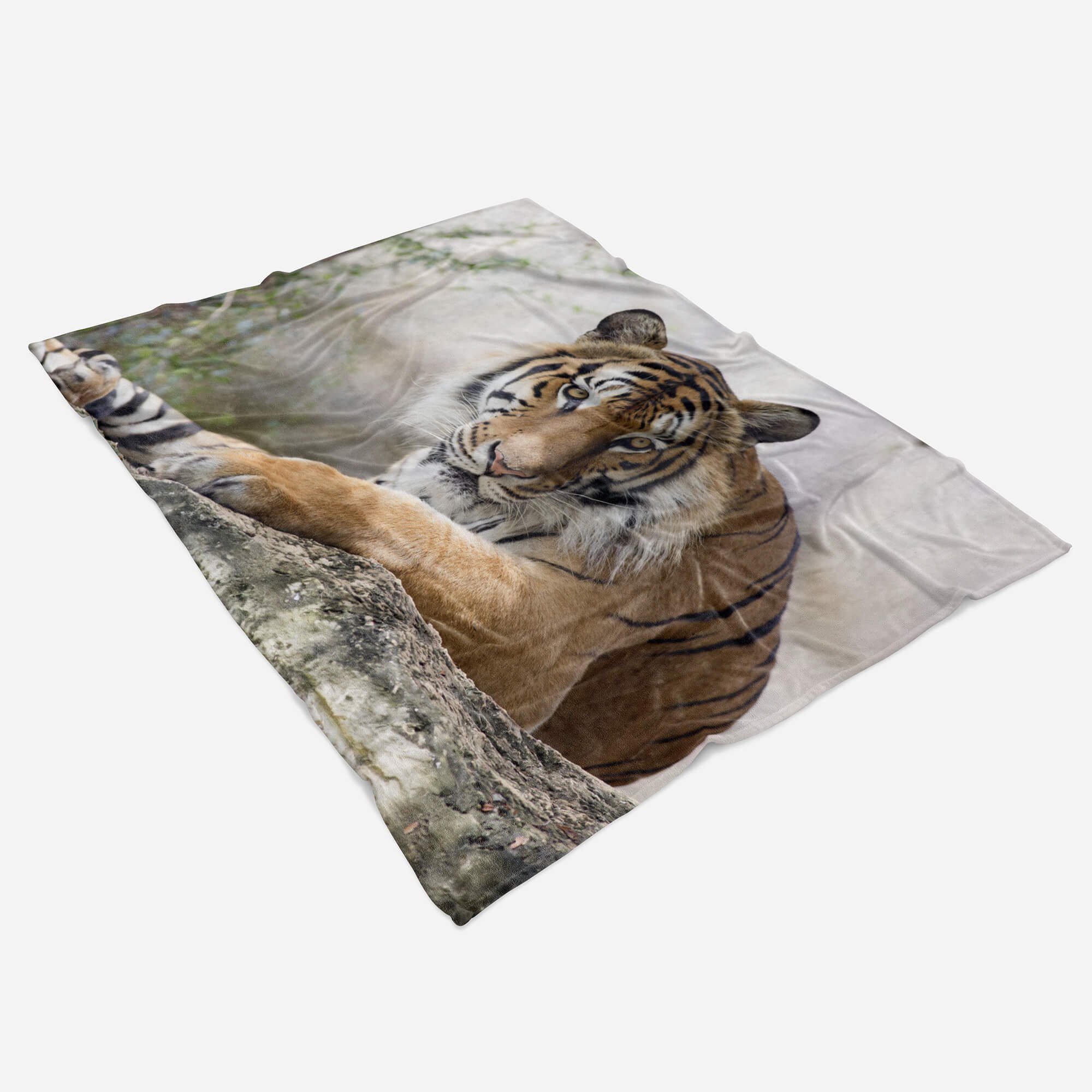 Handtücher Handtuch Strandhandtuch Saunatuch Kuscheldecke mit Tiermotiv großer Tiger, Baumwolle-Polyester-Mix (1-St), Handtuch