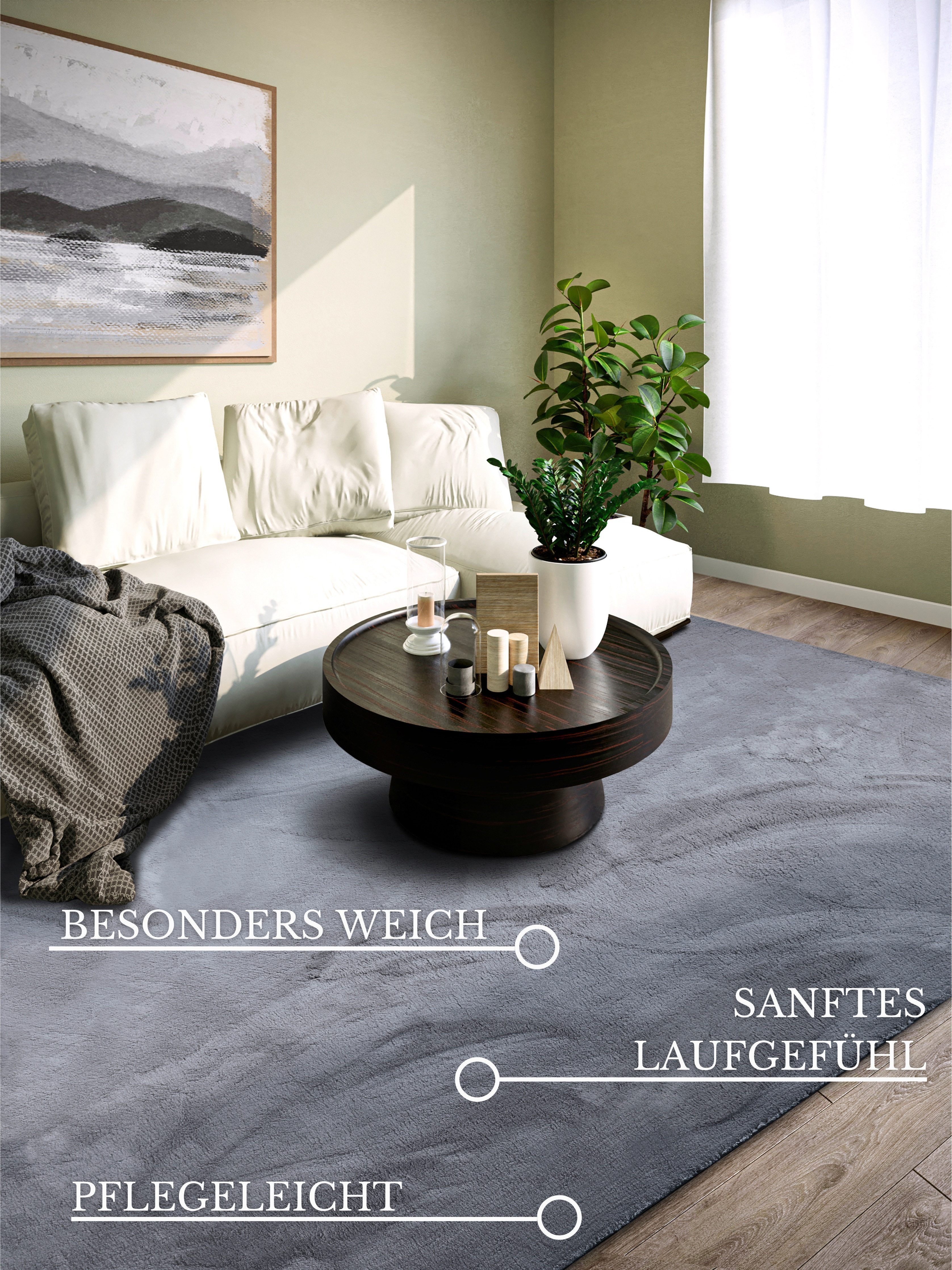 Villeroy & Boch Teppich Leon, rechteckig, Höhe: 15 mm, Langflor, Shaggy, uni, flauschig weich, glänzend, Kaninchenfell Haptik
