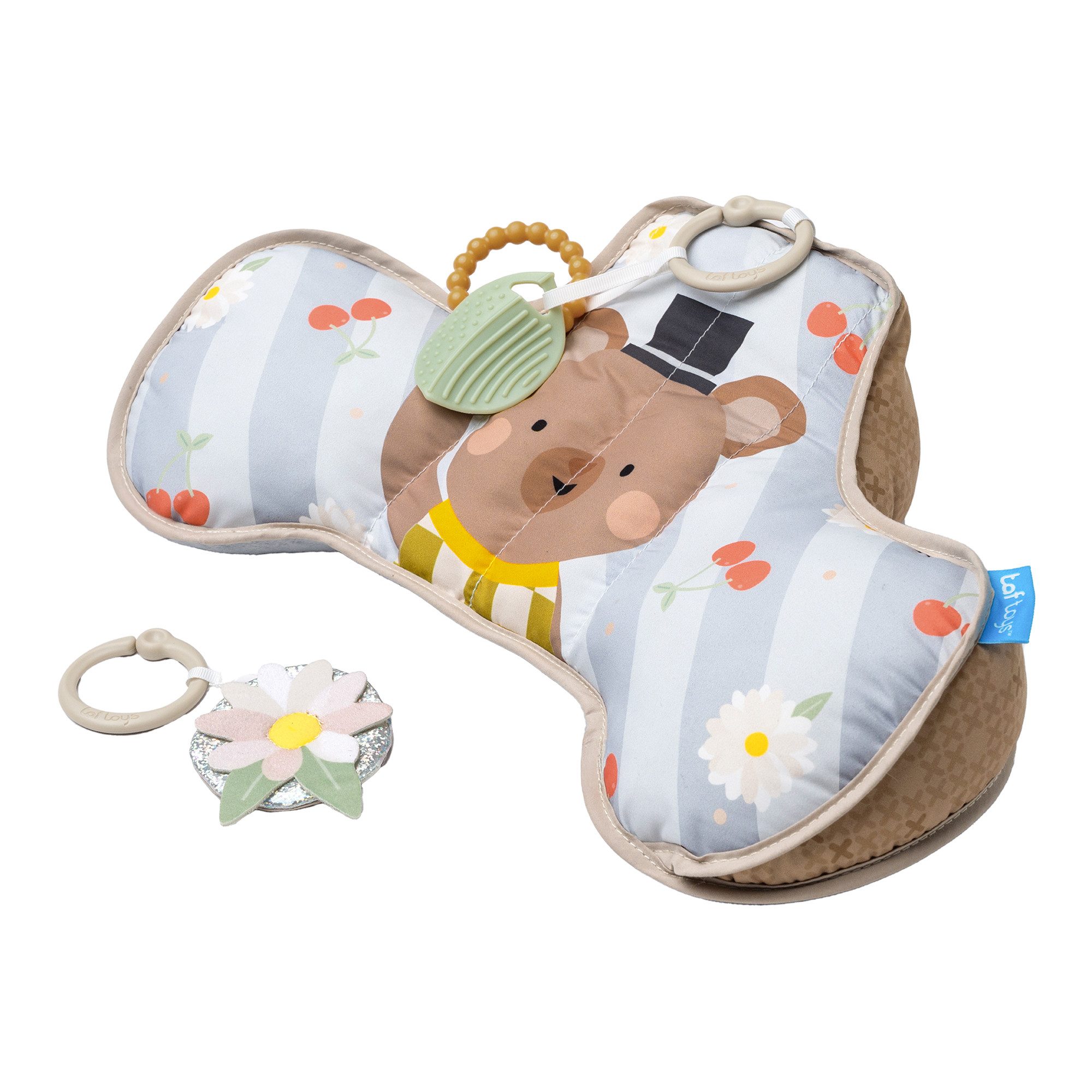 TAF TOYS Lernspielzeug Babykissen Bär für die Bauchlage mit 2 Spielzeugen (1-St)