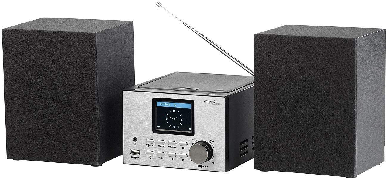 auvisio (Digitalradio USB, FM, 2.1 (DAB), Stereoanlage W, DAB+, CD, mit mit System Webradio, CD-Player) IRS-500.mini FM, Bluetooth FM/DAB+, 30 Micro-Stereoanlage