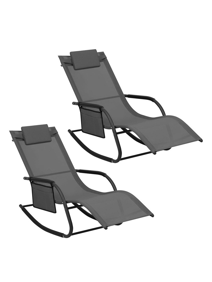 Woltu Gartenliege, 2 St., Liegestuhl Outdoor, mit Kopfstütze, bis 150kg, wetterfest