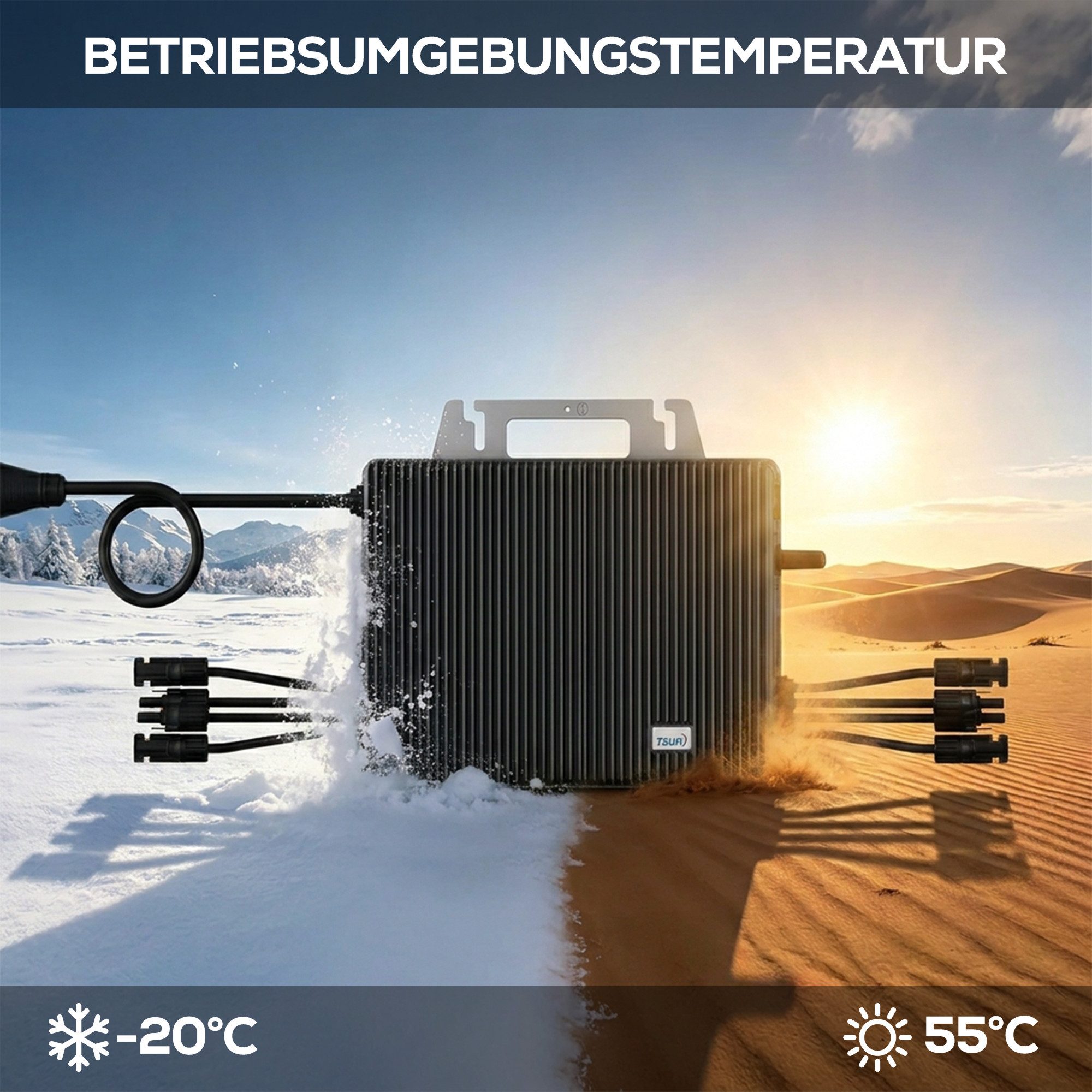 SUNNIVA Wechselrichter TSUN Mikro-Wechselrichter 2000W TSOL-MS2000, (Packung, für Balkonkraftwerk, IP67 wetterfest, 4 MPPT, Bluetooth & WIFI), Micro Inverter – Bild 5 von 5