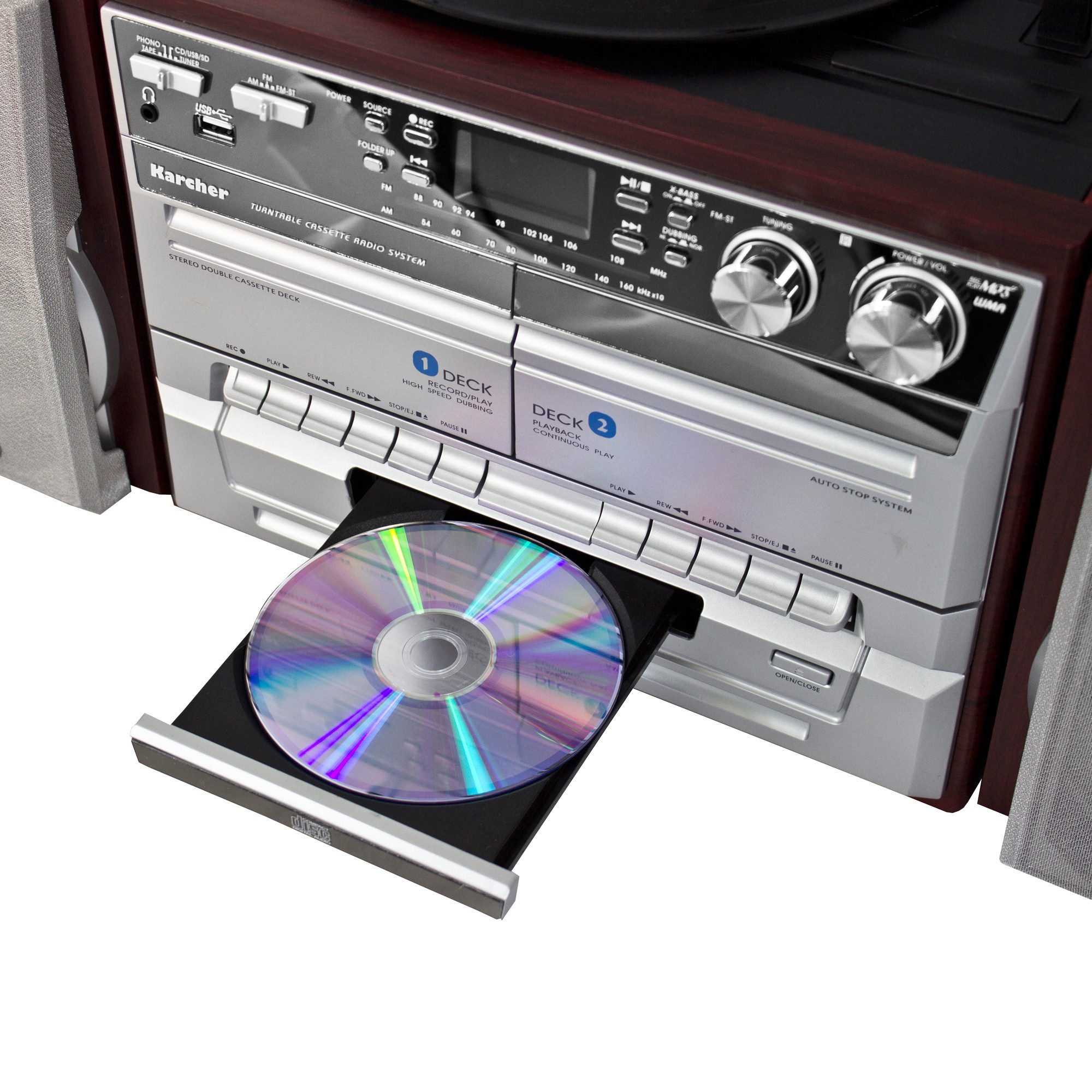 Karcher KA 320 Plattenspieler (Stereoanlage mit CD-Player, Kassettendeck, UKW Radio, USB) – Bild 3 von 5
