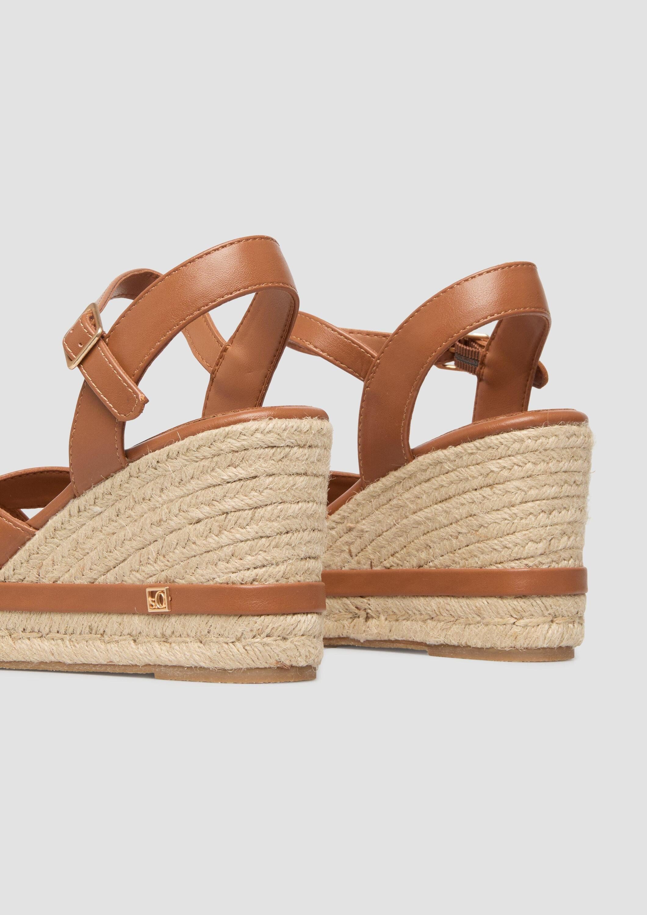 s.Oliver Sandalen Sandale Sandaletten mit Keilabsatz in Bast-Optik