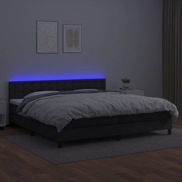 vidaXL Bettgestell Boxspringbett mit Matratze LED Schwarz 200x200 cm Kunstleder Bett Bet