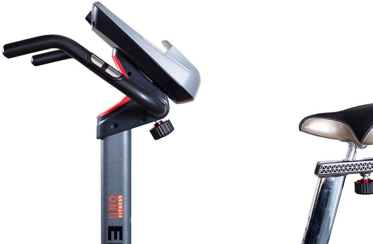 U.N.O. FITNESS Ergometer EB 70 (mit Tablet-Halterung), 150 kg max. Benutzergewicht, Fahrrad, 32 Widerstandsstufen