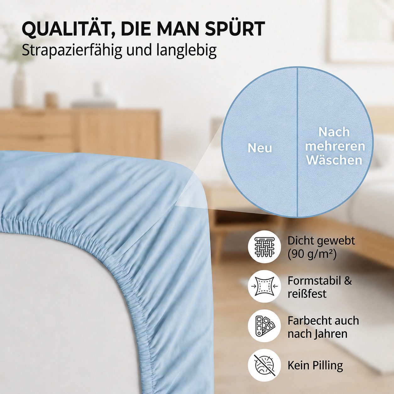 Komfortec Spannbettlaken Boxspringbett bis 15cm - 30cm Matratzenhöhe, Mikrofaser, Gummizug: Rundum, (1 Stück), 140x200 cm, Rot – Bild 5 von 5