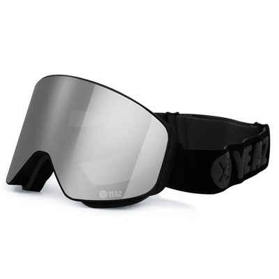 YEAZ Skibrille APEX magnet-ski-snowboardbrille silber, Magnet-Wechsel-System für Gläser, silber/schwarz