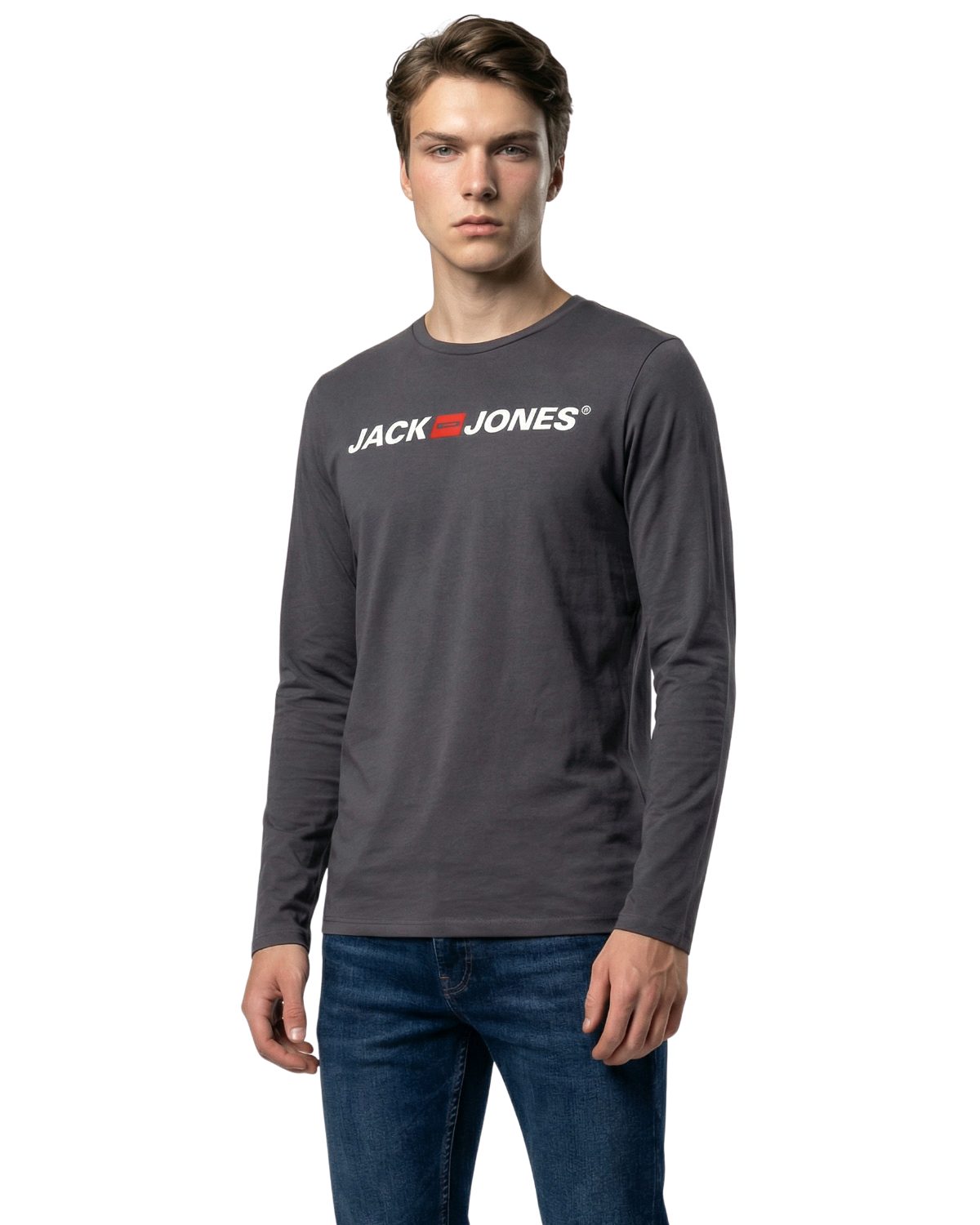 Jack & Jones Langarmshirt stilvolles Regular Fit Longsleeve mit Printdruck Bequemes Oberteil aus Baumwolle mit Rundhalsausschnitt