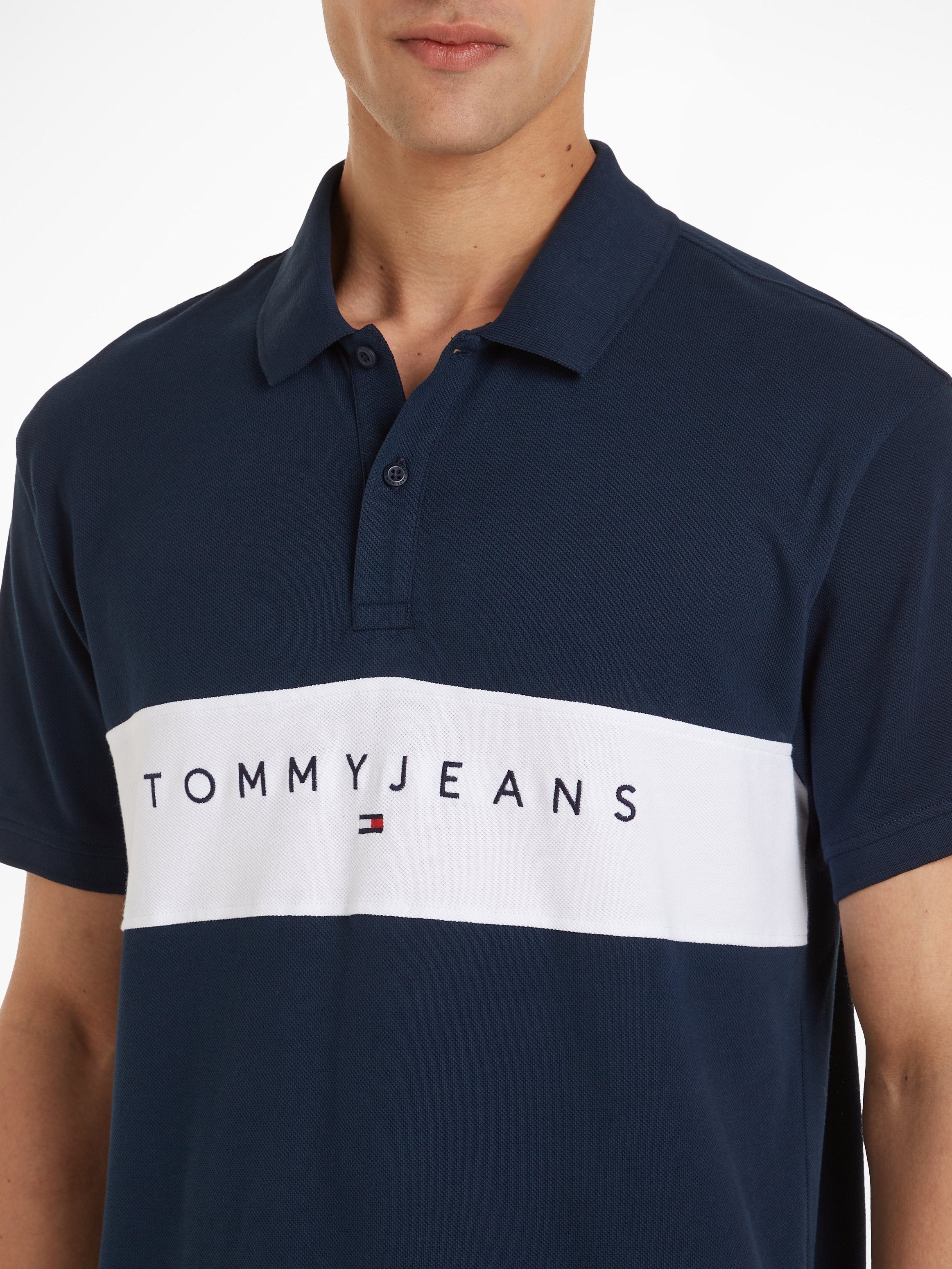 Tommy Schriftzug großem Tommy POLO Poloshirt Jeans Jeans REG TJM LINEAR mit