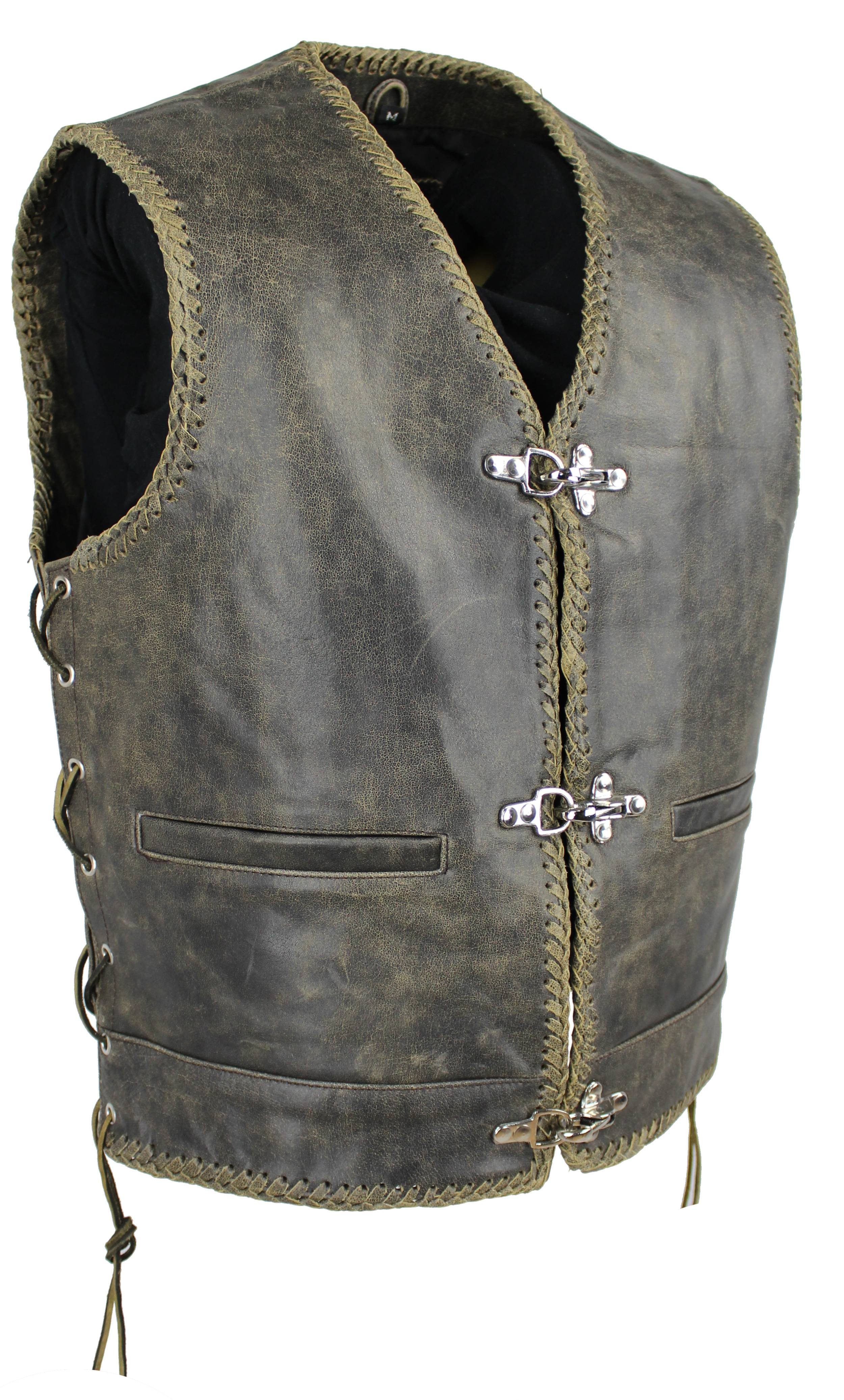 Alpha Speeds Lederweste Lederweste Herren Motorrad Leder Weste Biker Kutte Club Custom