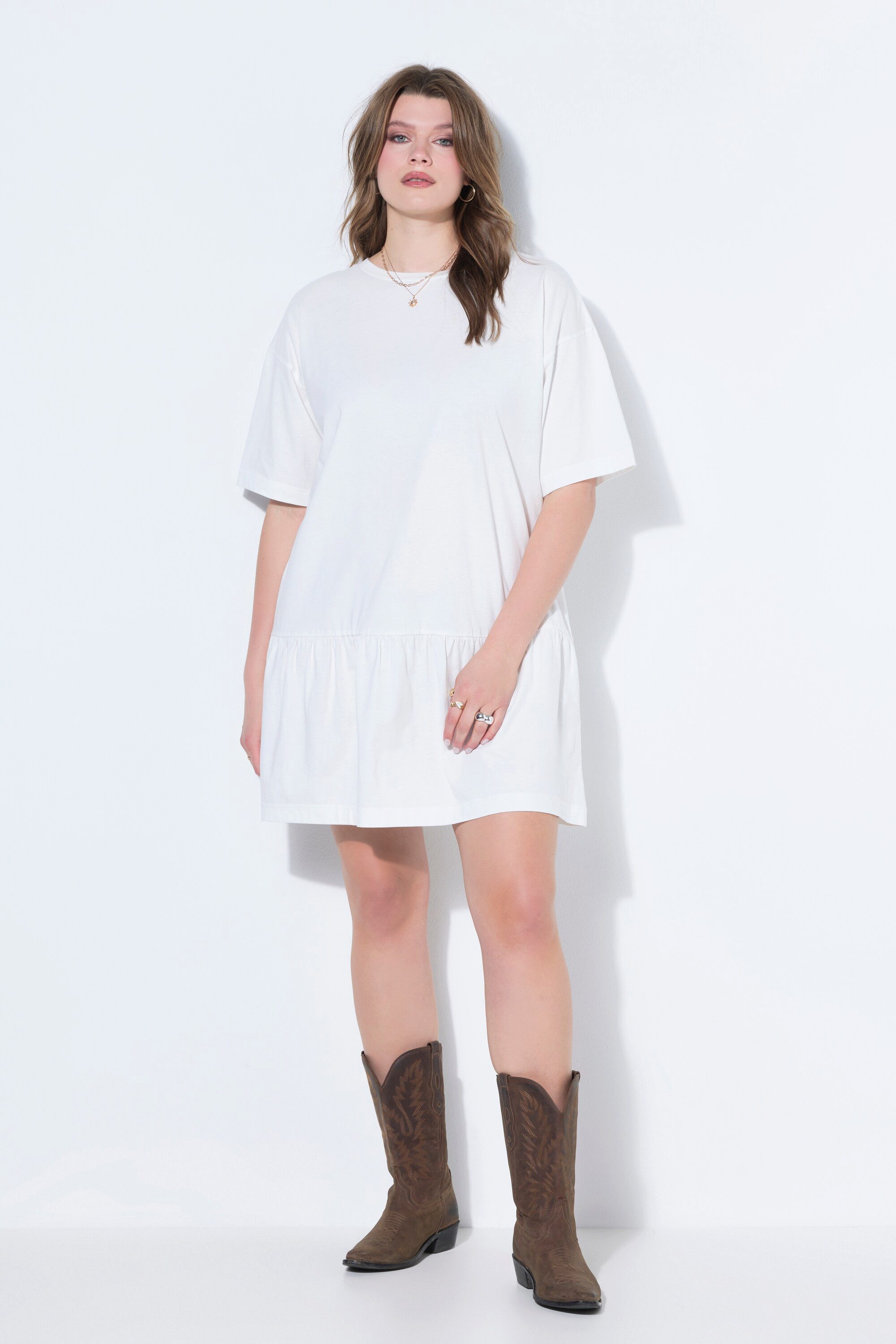 Studio Untold Jerseykleid Jerseykleid A-Linie Saumvolant Halbarm