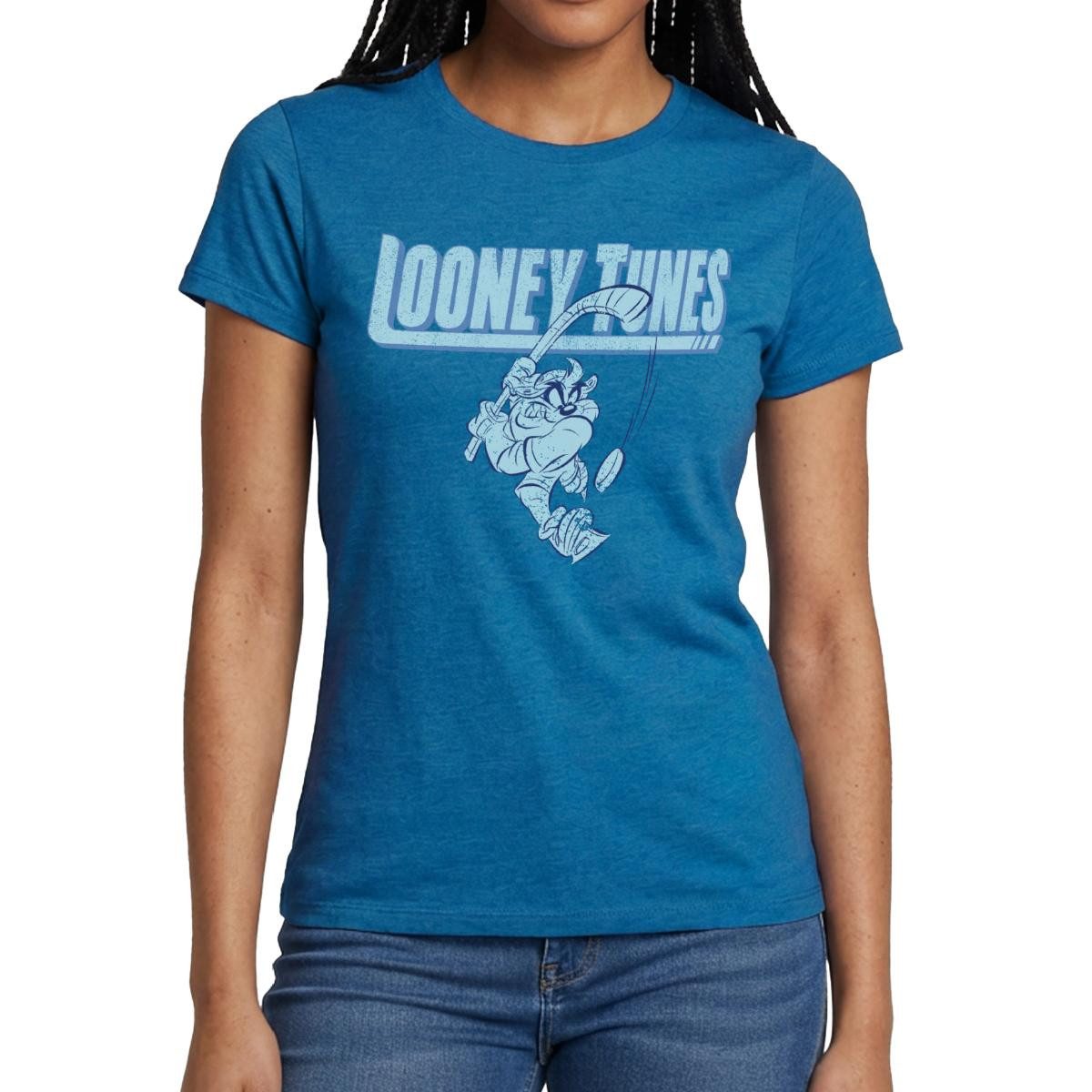 Spreadshirt T-Shirt Looney Tunes Eishockey Tasmanian Devil Frauen T-Shirt (1-tlg) Slim Fit, fällt klein aus