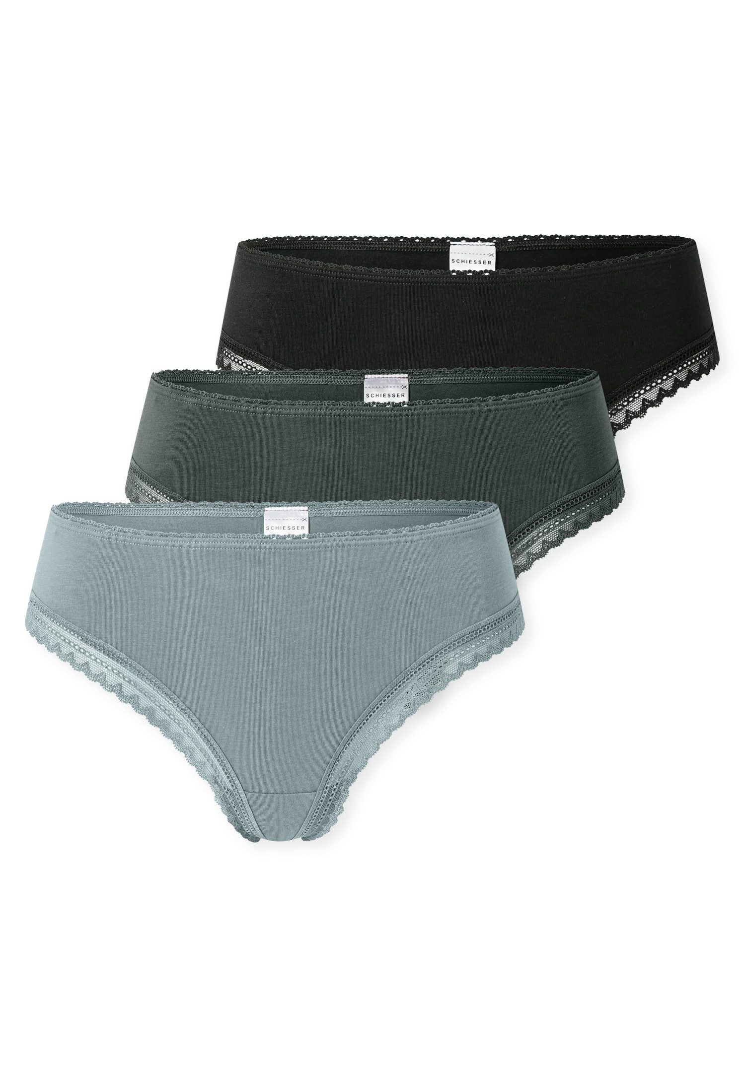 Schiesser String Modern Multipacks (3er Pack) Spitzenbänder, Baumwollmischung, Single Jersey