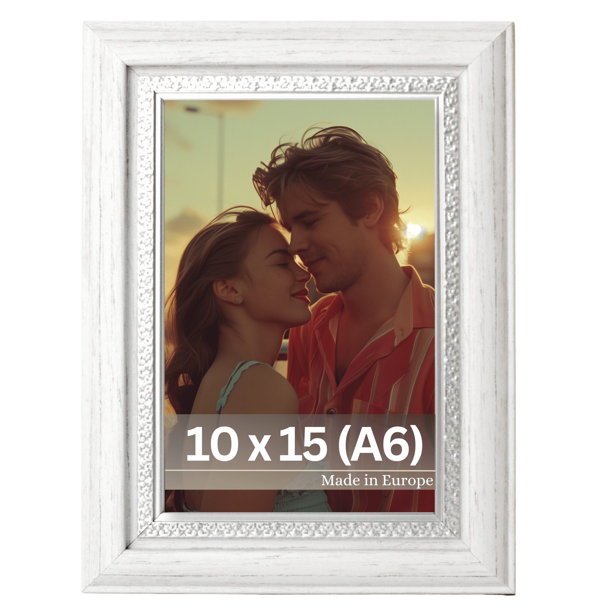 Victor (Zenith) Bilderrahmen Boho, Bilderrahmen Weiß 10x15 cm, Bilderrahmen A6 Vintage