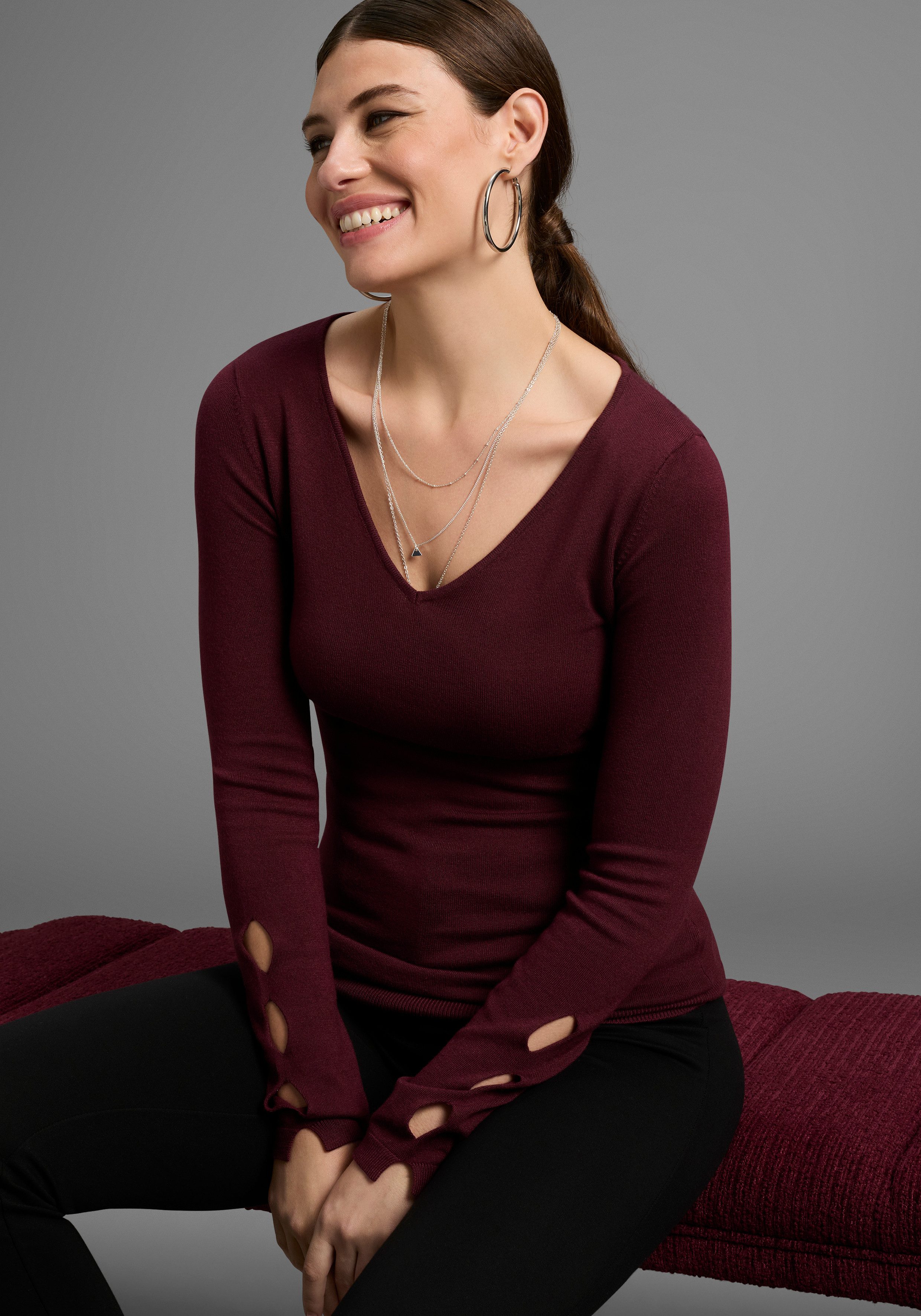 Bruno Banani Strickpullover mit besonderem Ärmel-Detail - NEUE KOLLEKTION günstig online kaufen