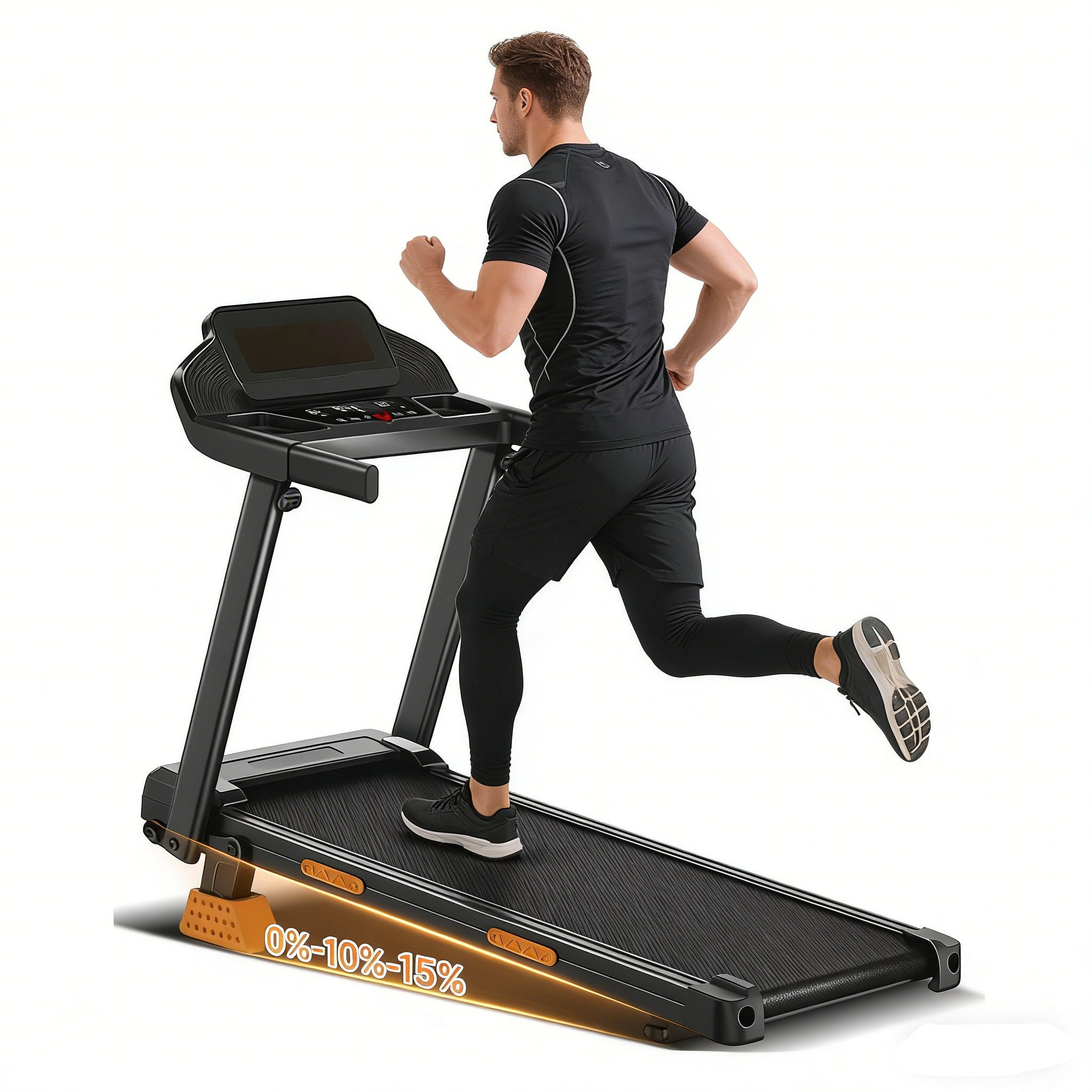 BAYMATE Laufband 12 voreingestellte Programme Für Zuhause (3-in-1-Laufband mit 15 % Steigung, leises Laufband für Büro-Fitnessstudios, 3 PS elektrischer Lauftrainer), 12 km/h Laufgeschwindigkeit für Zuhause