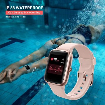 Fitpolo mit Musiksteuer Schlafmonitor Uhren für Damen Herren Kinder Smartwatch (1.3 Zoll, Android iOS), mit herzfrequenz,IP68 Wasserdicht Fitness Voller Touchscreen