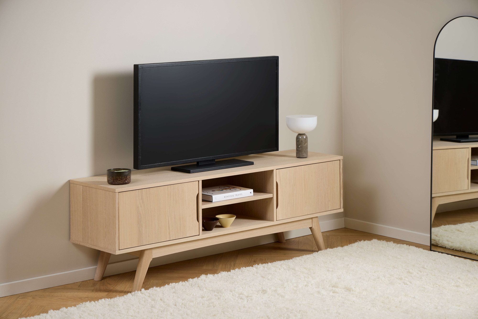 ACTONA GROUP TV-Schrank Marte, Kaffeetisch, Beistelltisch TVTisch, Eiche,160x40x55cm
