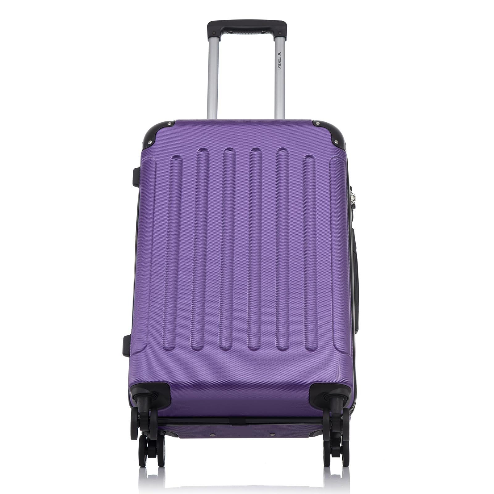 YONSLY Kofferset 4er Set, Reisekoffer Trolley mit 360° Rollen ABS-Hartschalen, 4 Rollen, (4 tlg., Sicherheitsschloss Weichem Gummigriff Handgepäck S/M/L/XL), Leichtes Gepäckset Trolley 4er Koffer Set, Reisekoffer